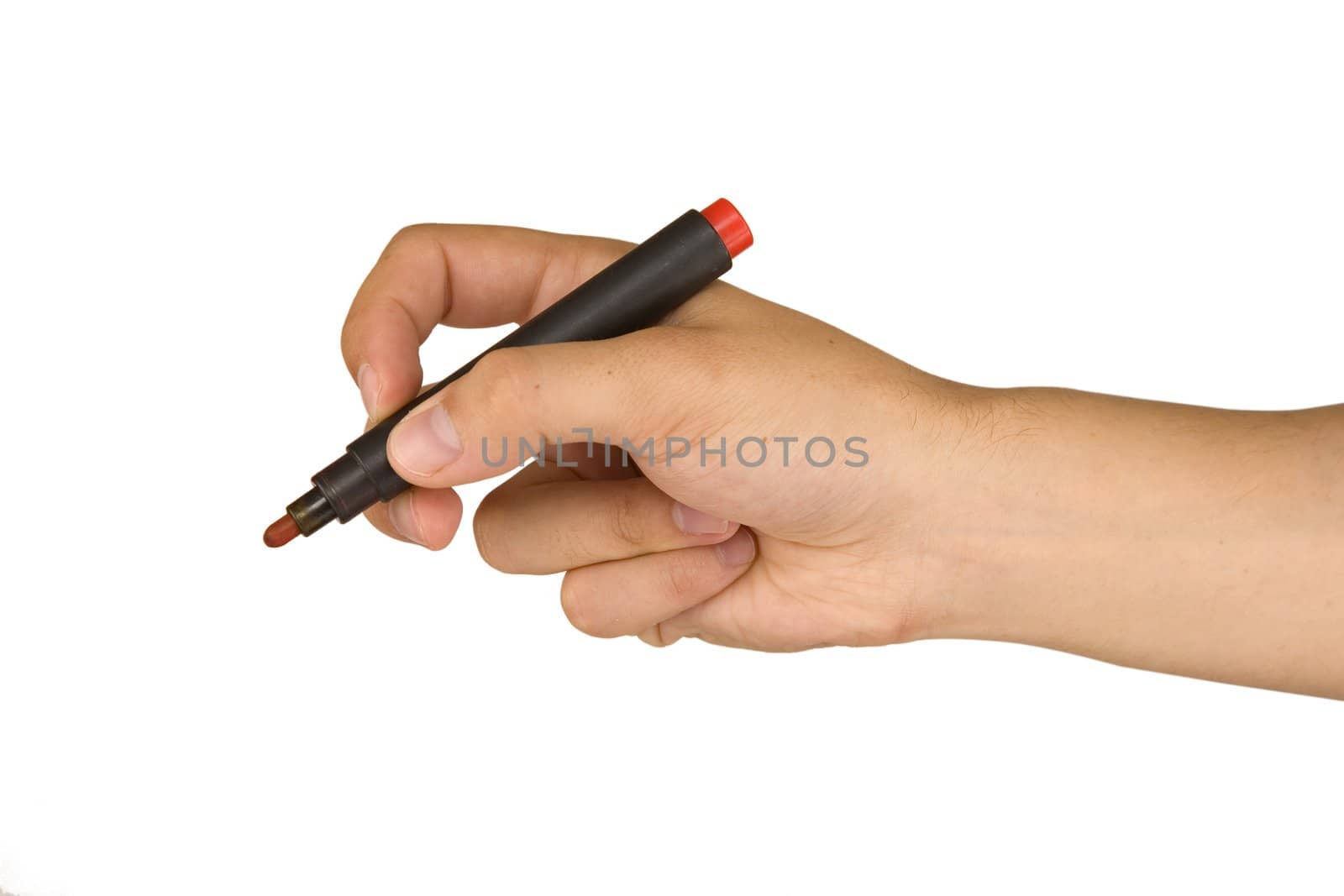 male hand with red marker by VictorO
