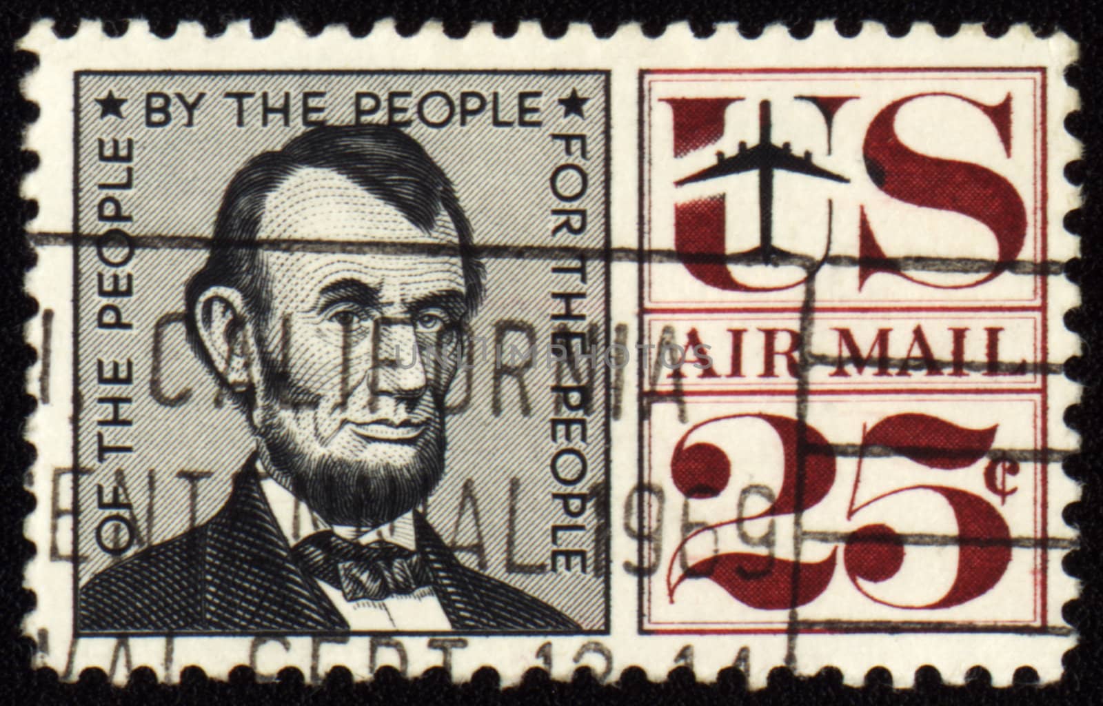 USA - CIRCA 1959: A stamp printed in USA shows president Abraham Lincoln (1809-1865), circa 1959