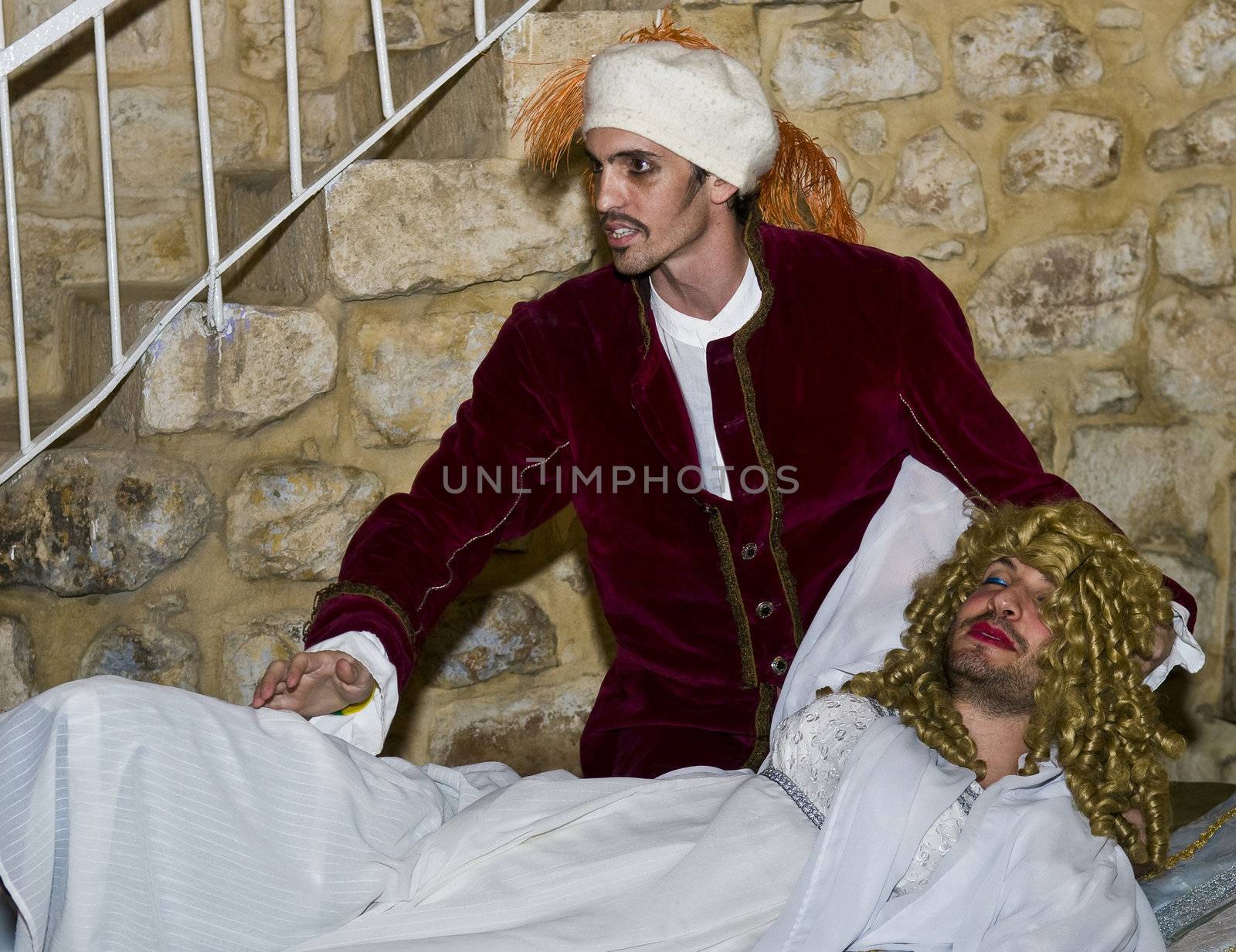 JERUSALEM - NOV 03 : An Israeli actors proform in the annual medieval style knight festival held in the old city of Jerusalem on November 03 2011