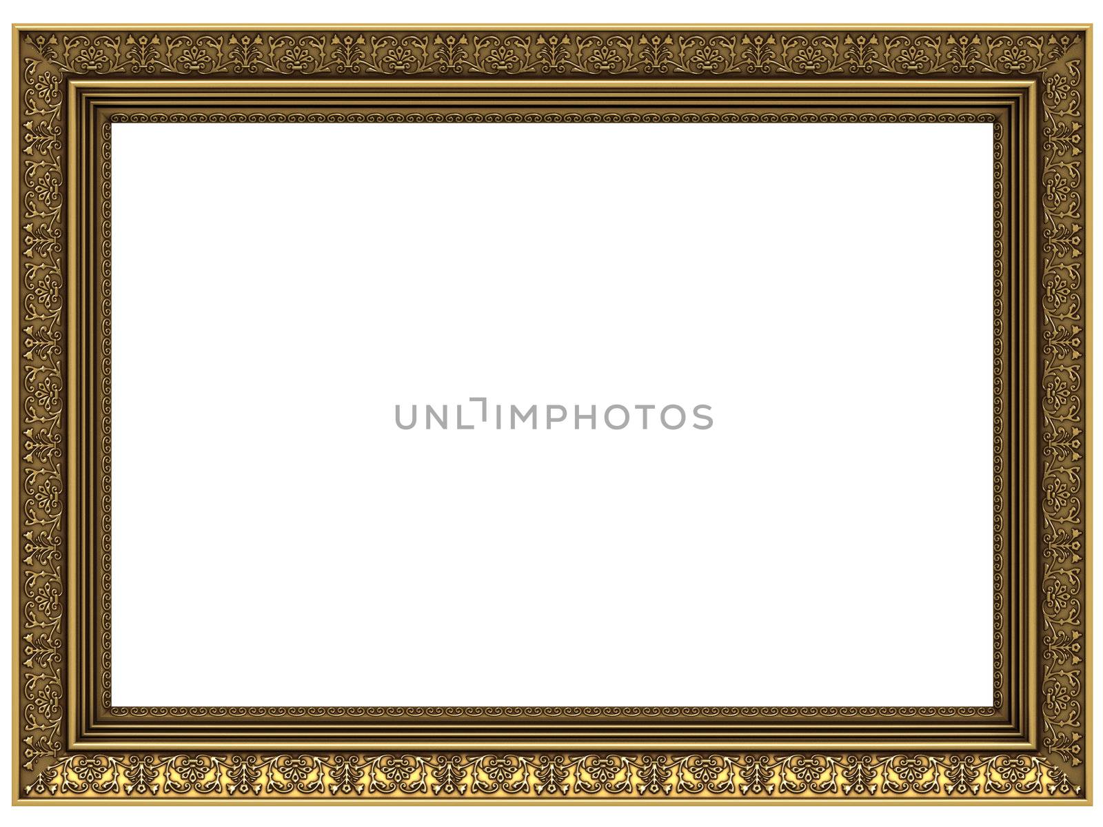 Old Picture Frame Isolated On White Background, Design Element