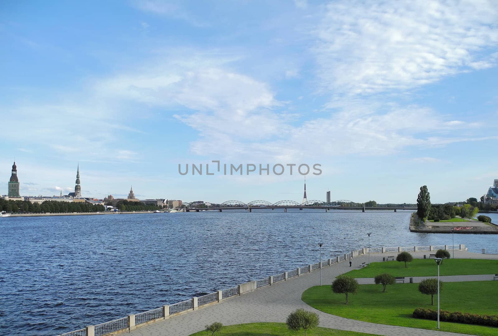 Sight to the Old Riga from the other coast of Daugava river