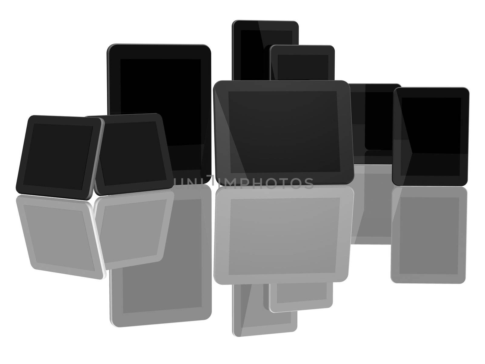 Group of Tablet Computers on white background
