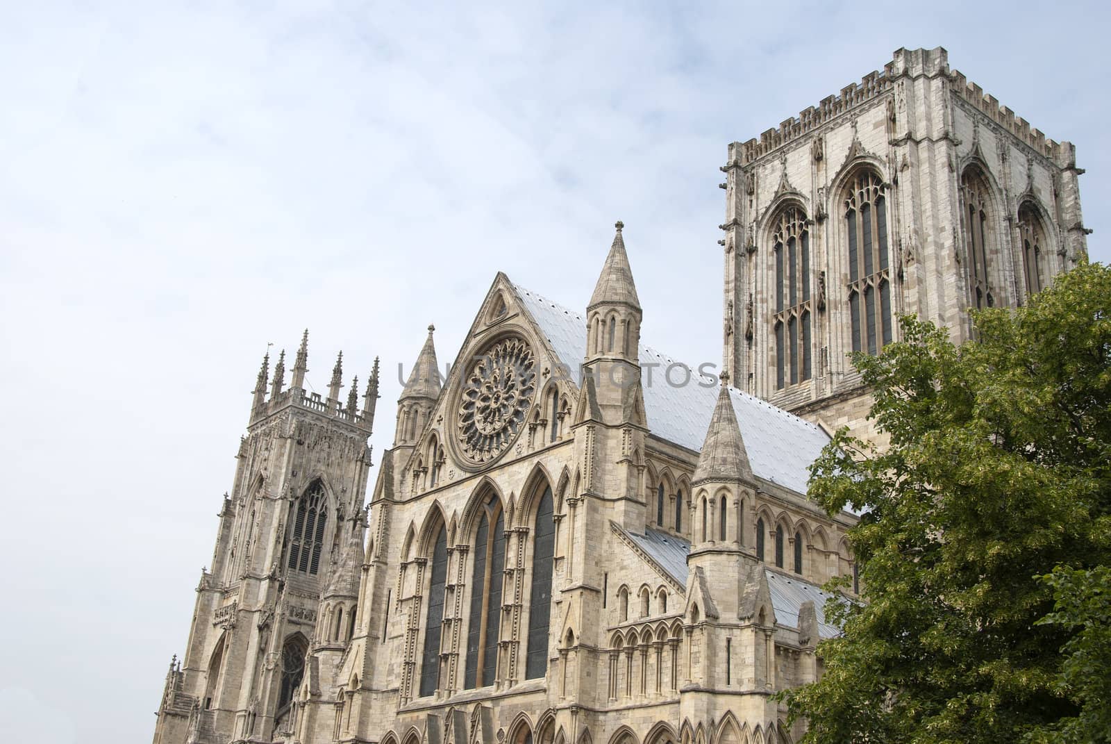 The South Side of York Minster showing Towers and Rose Window