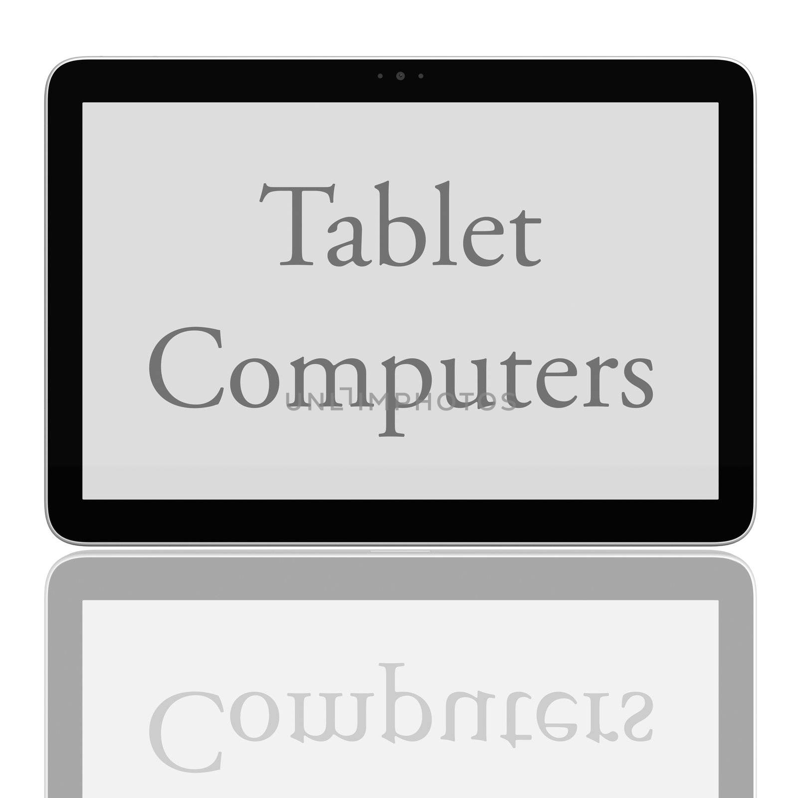 Generic teblet computer 3D model isolated on white, computer on white