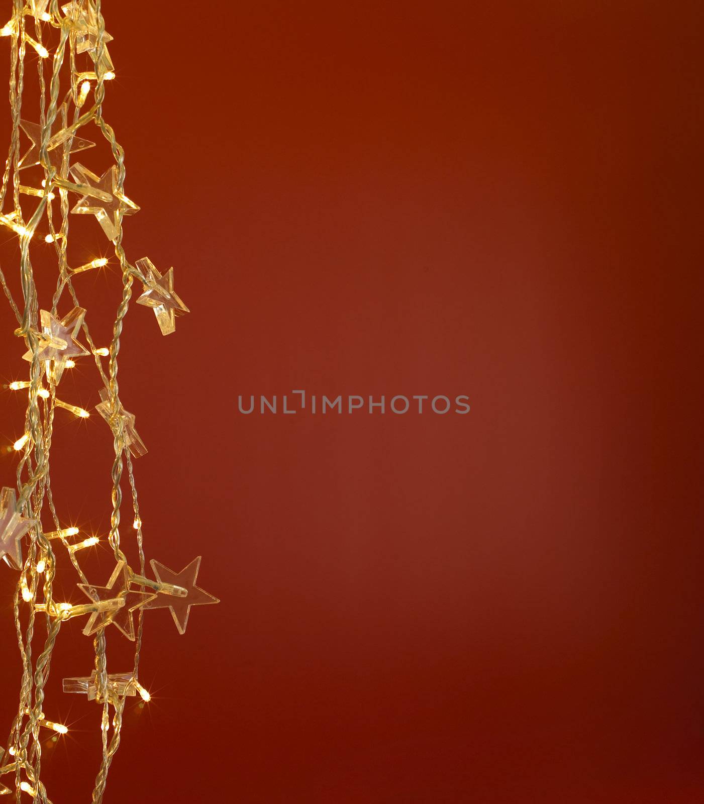 christmas light isolated on red background