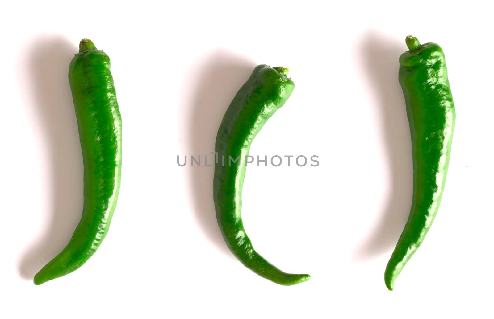 green chilies on white