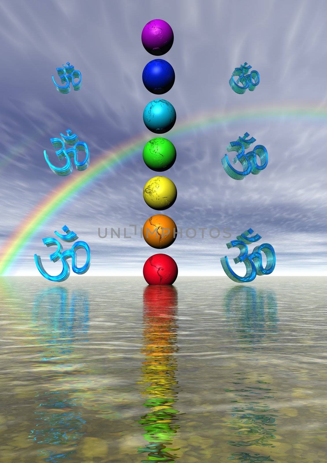 chakra and aum and rainbow