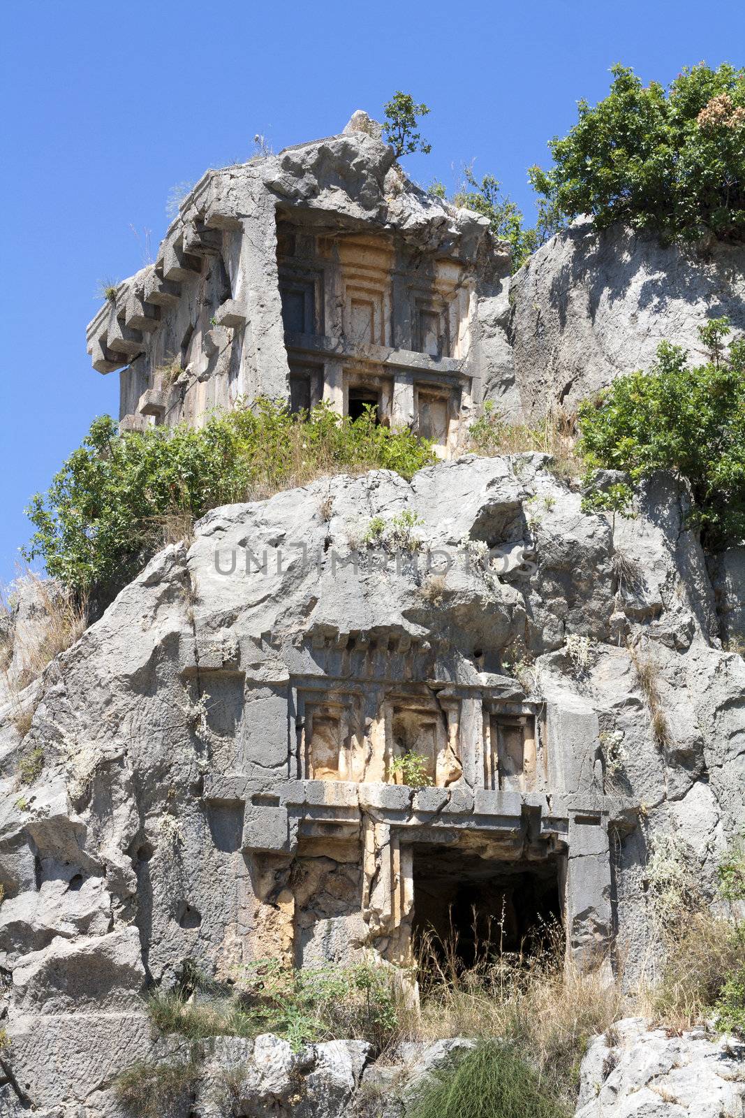 Ancient Lycian tombs in Myra, Turkey