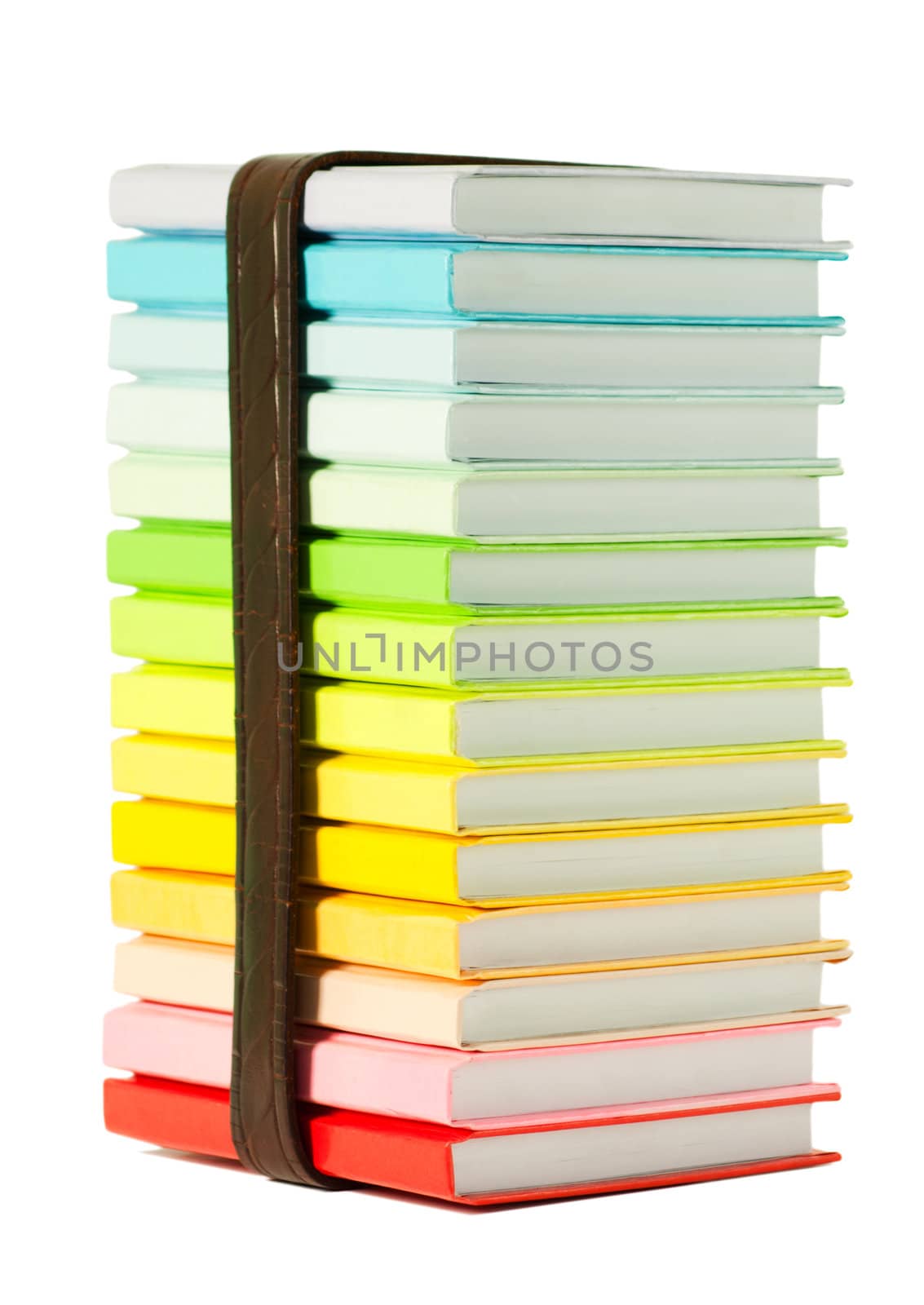 Stack of colorful books on the white background by AndreyKr