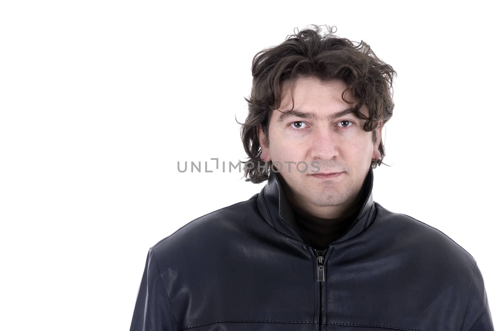 young casual man portrait in white background