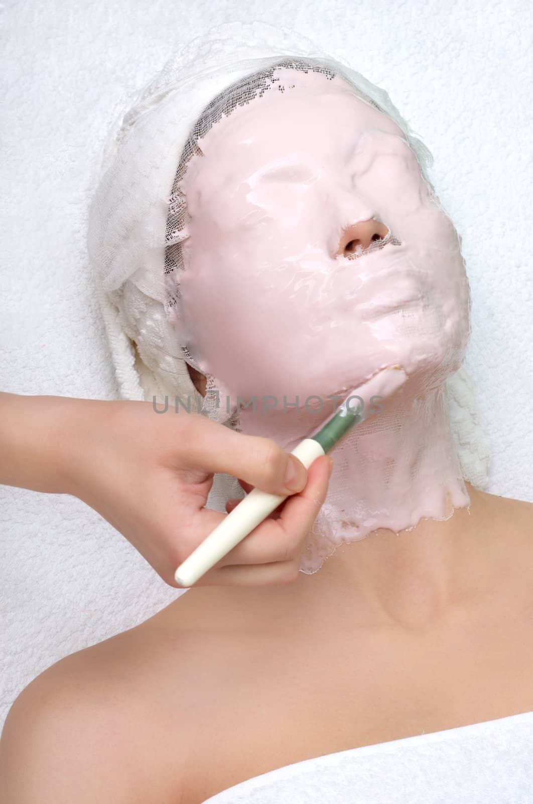 beauty salon series , applying the cleaning facial mask