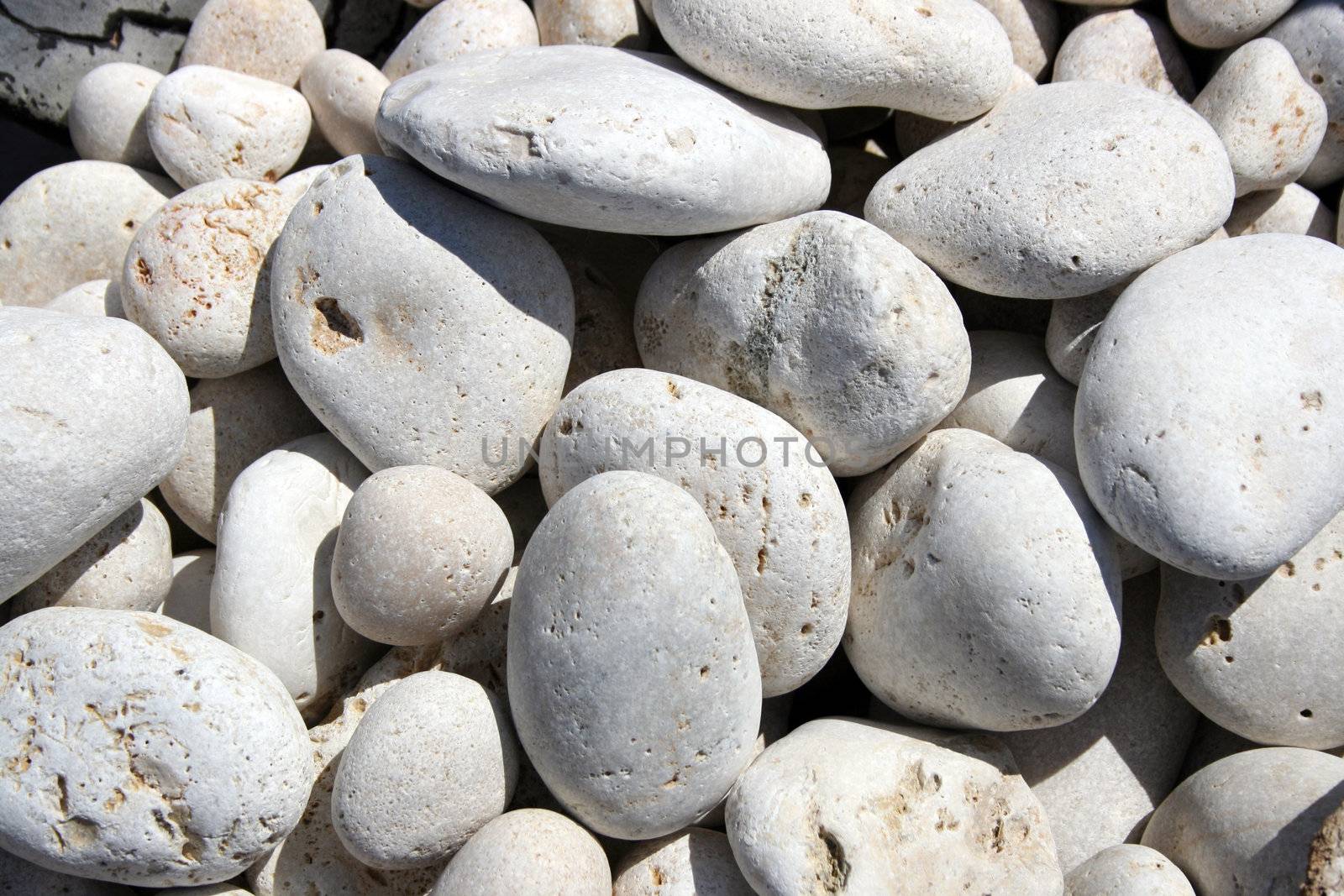 a collection of white pebbles