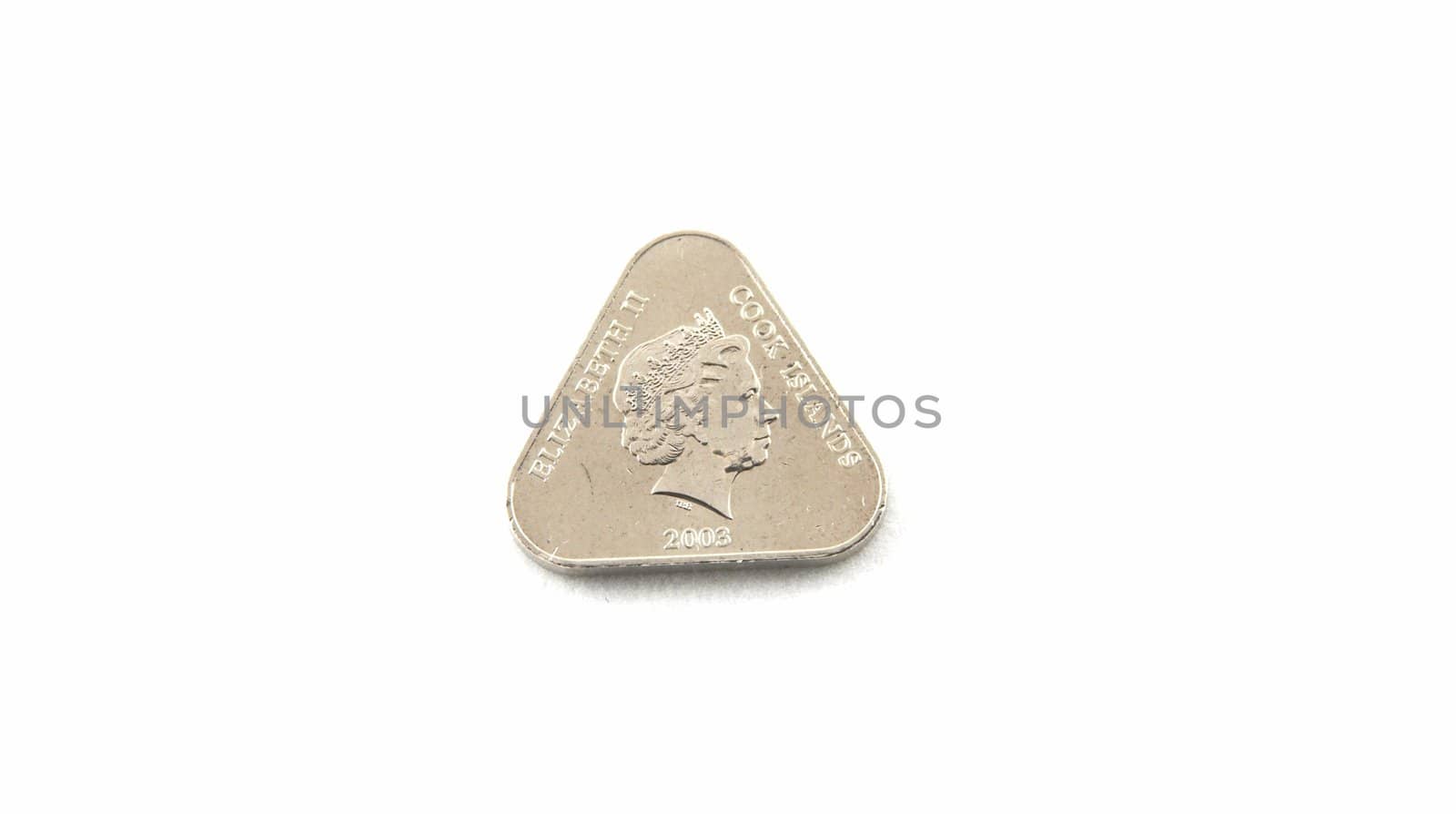 Coins of Cook islands on a white background