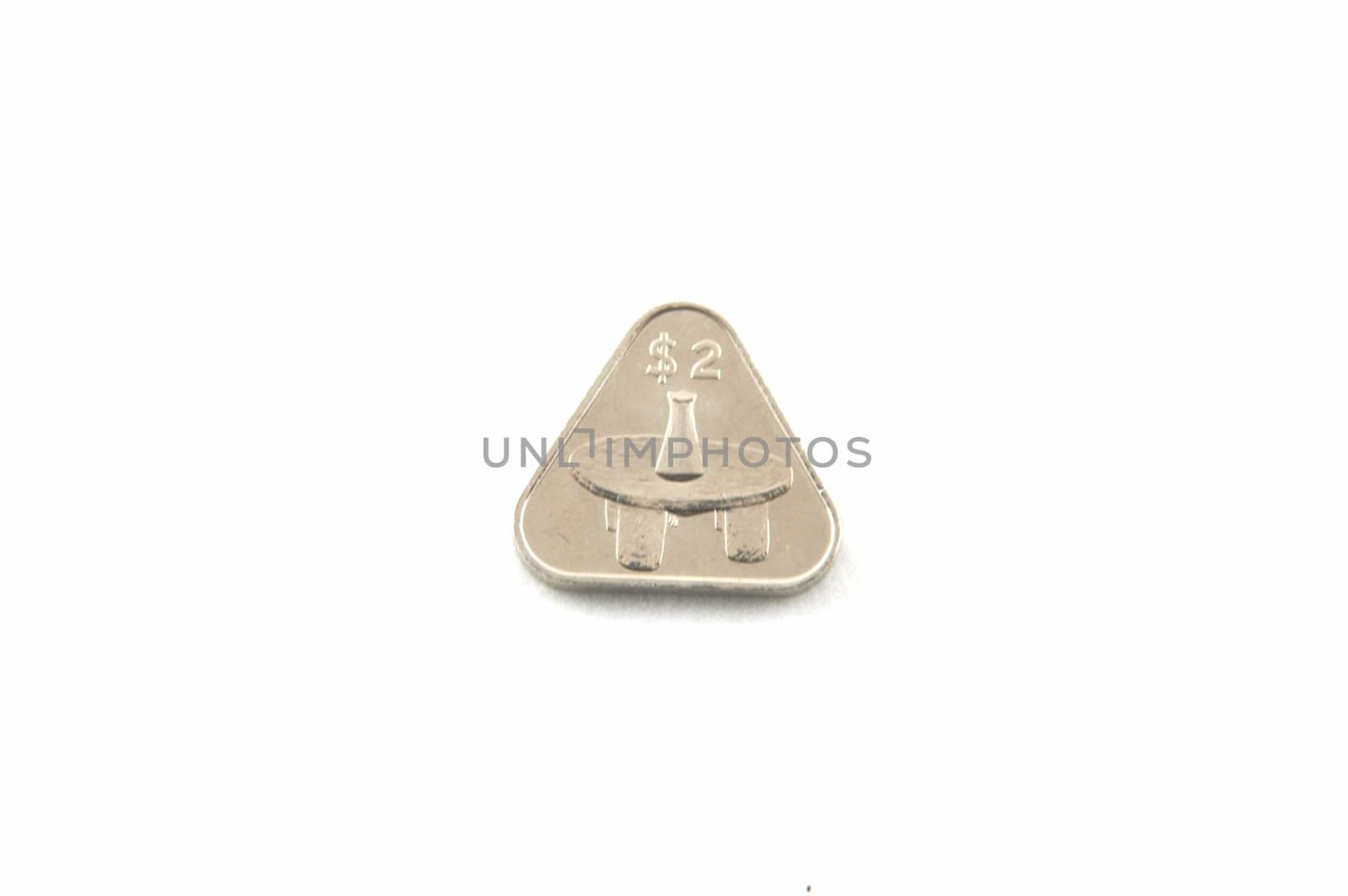 Coins of Cook islands on a white background