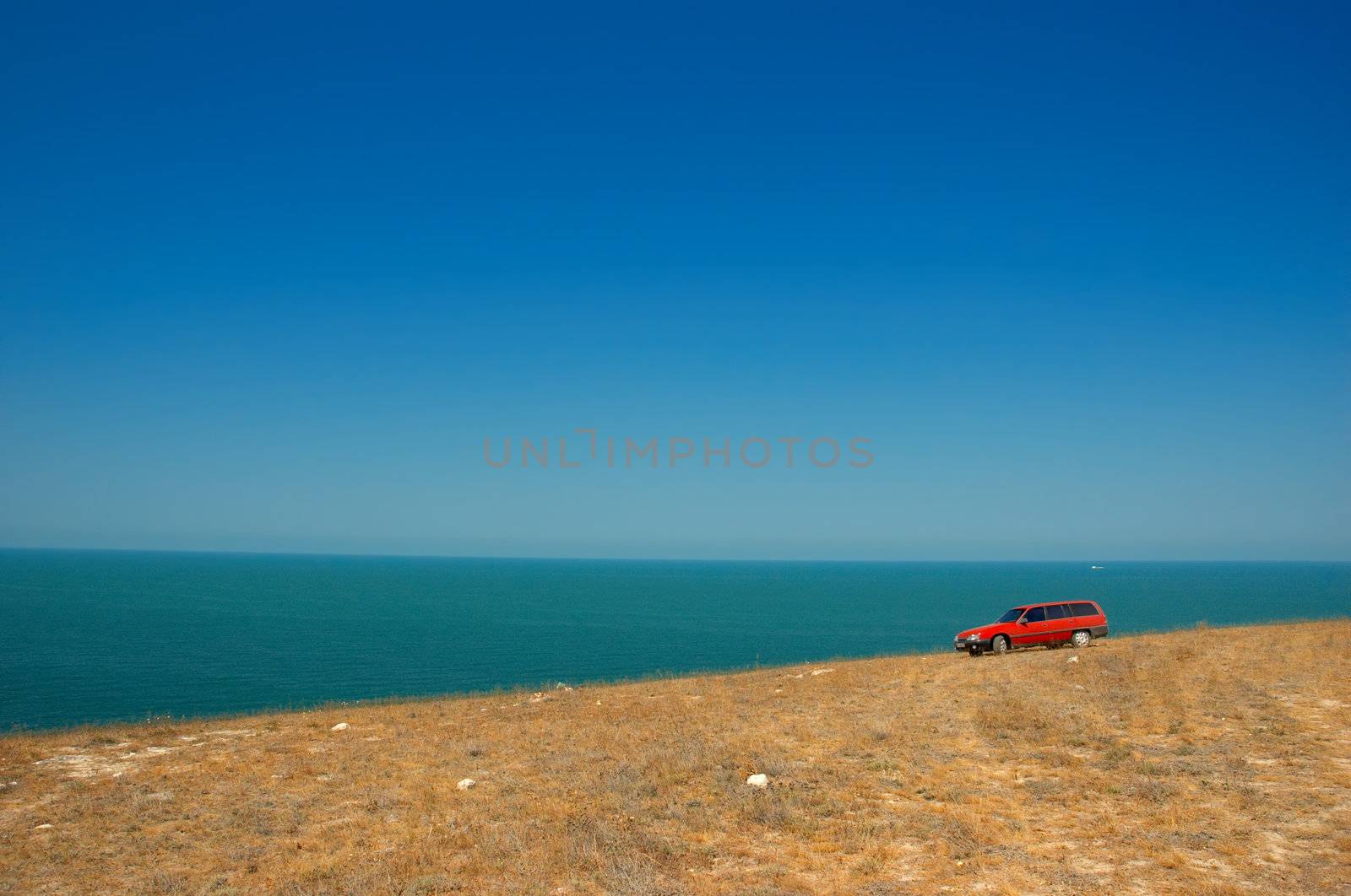 red car on the slope by starush