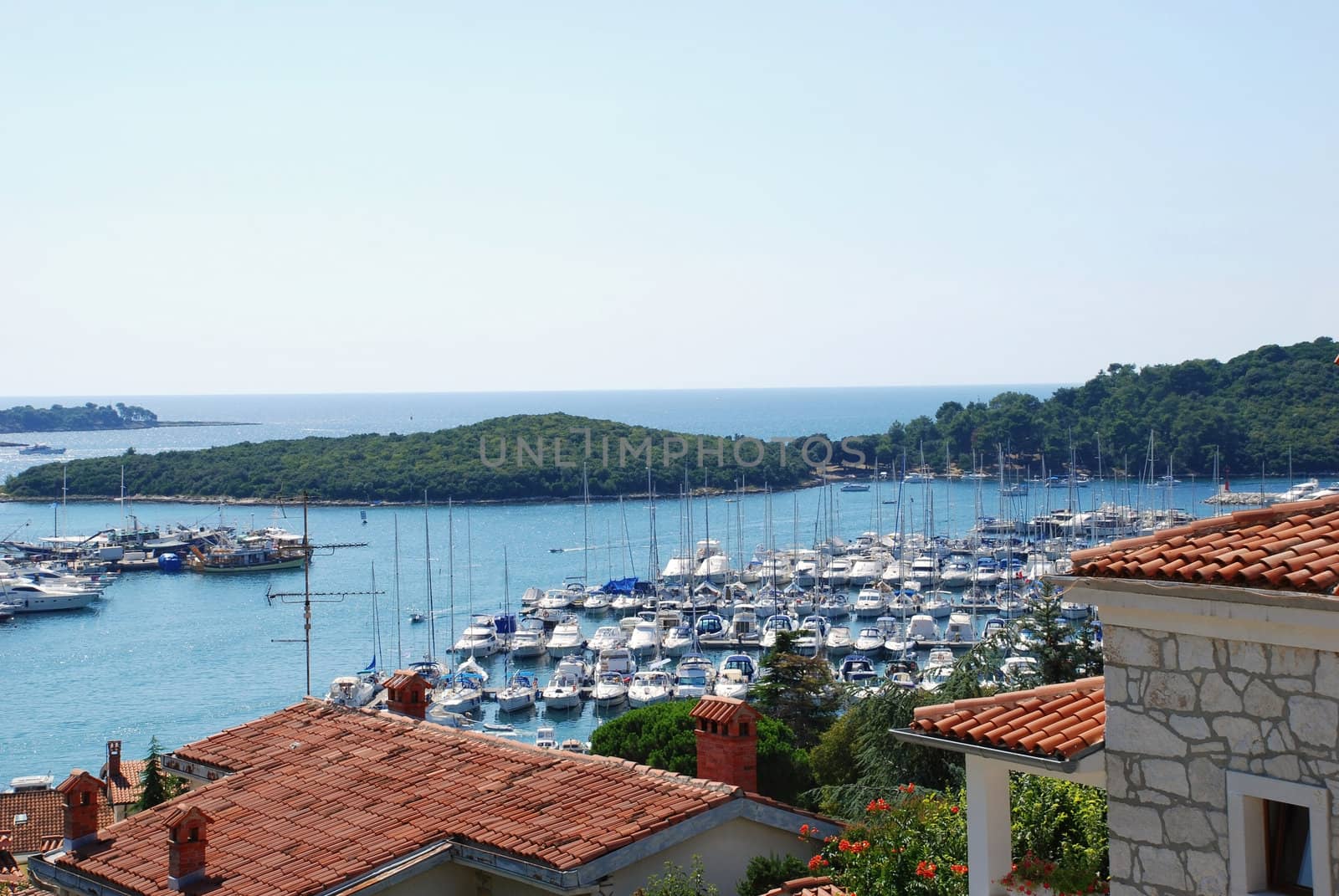 Areal view of marina at Vrsar, Croatia