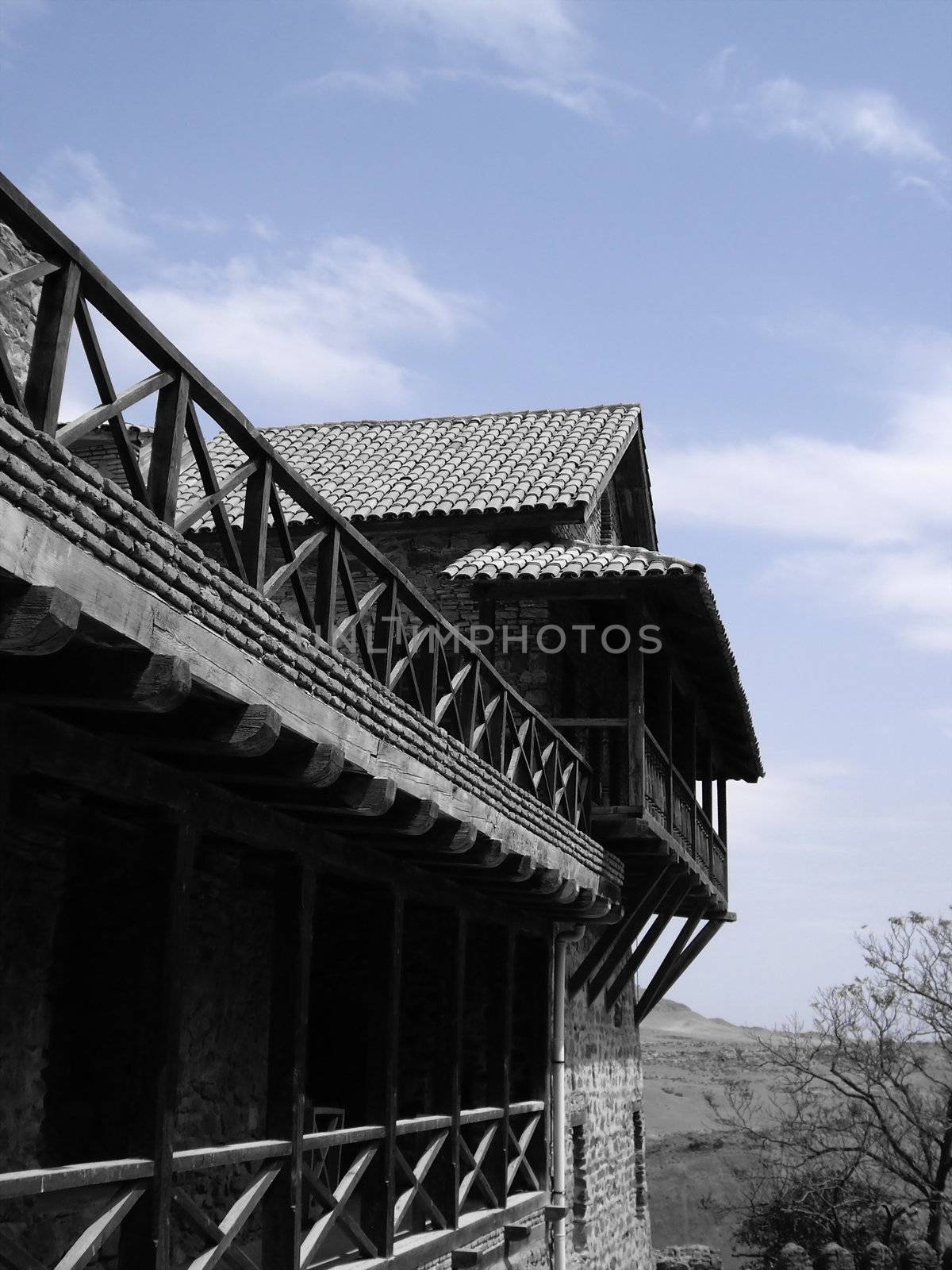 the orthodox monastery complex David Garedja on the border of Georgia and Azerbaijan