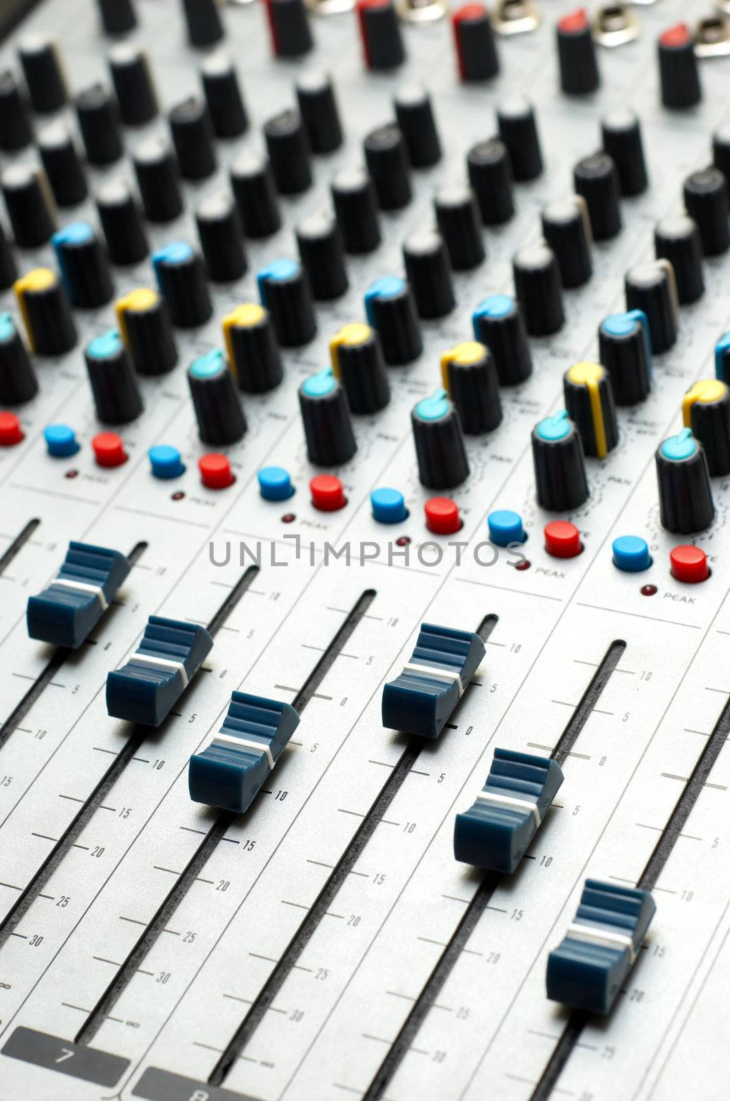closeup of professional sound mixer. selective focus
