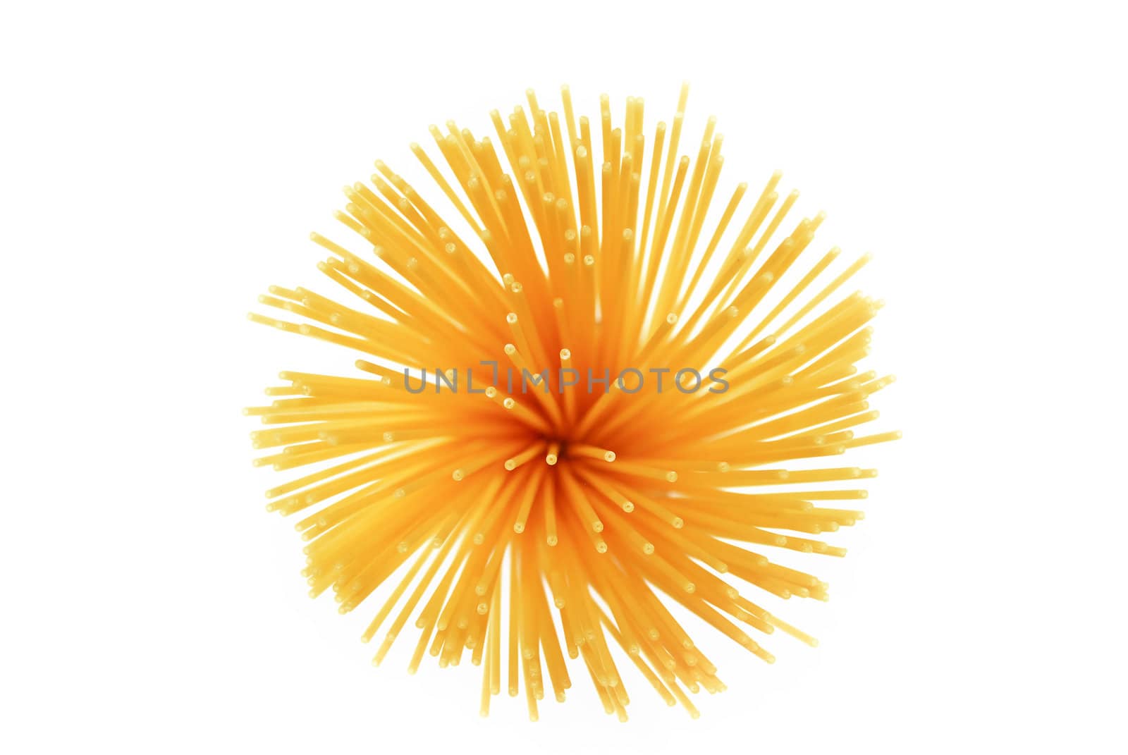 Spaghetti rods circular arrangement isolated on white