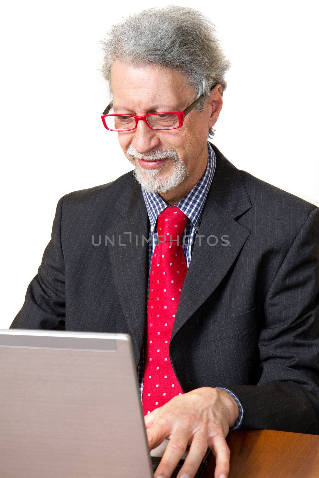 happy business man with pc