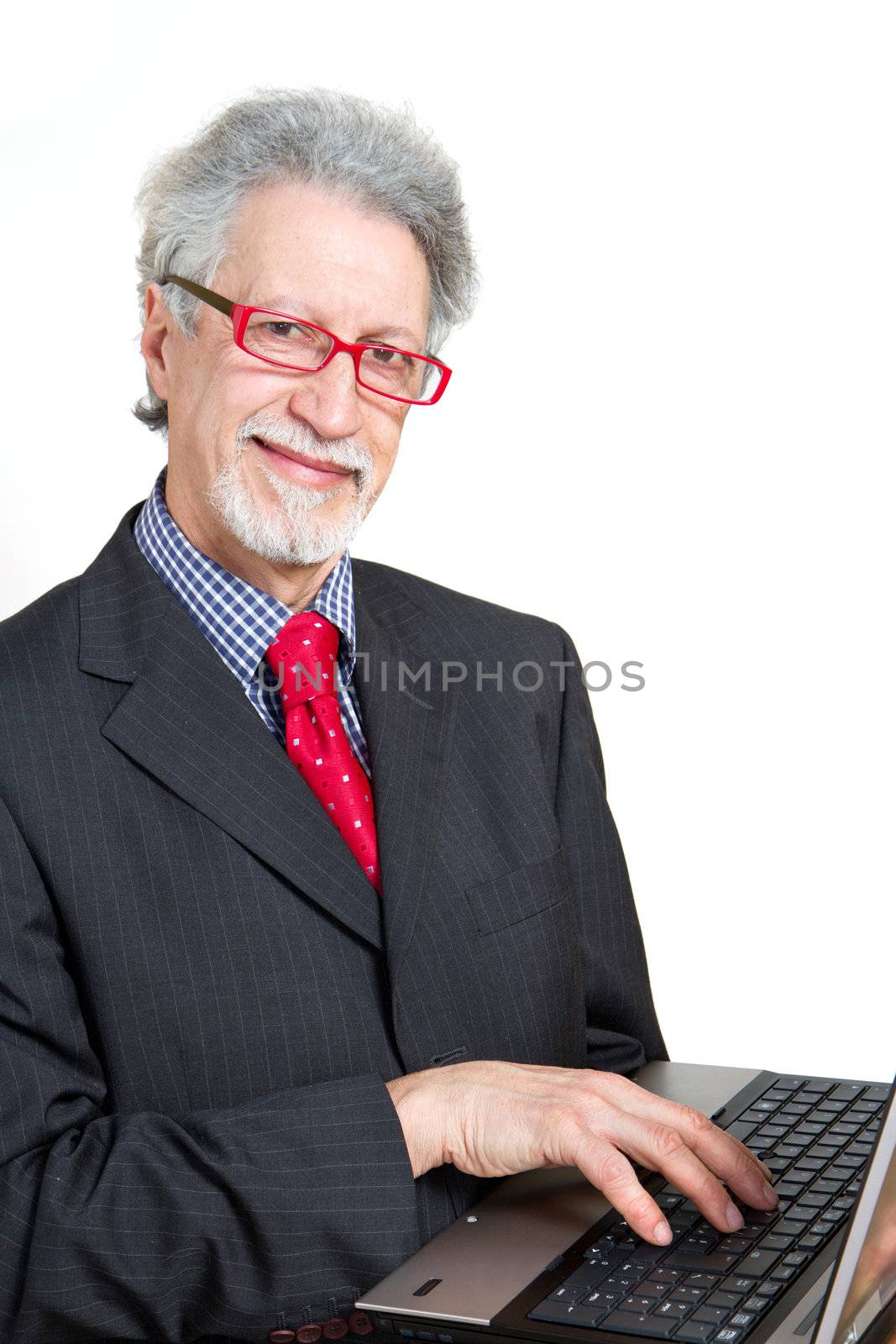 happy business man with pc 