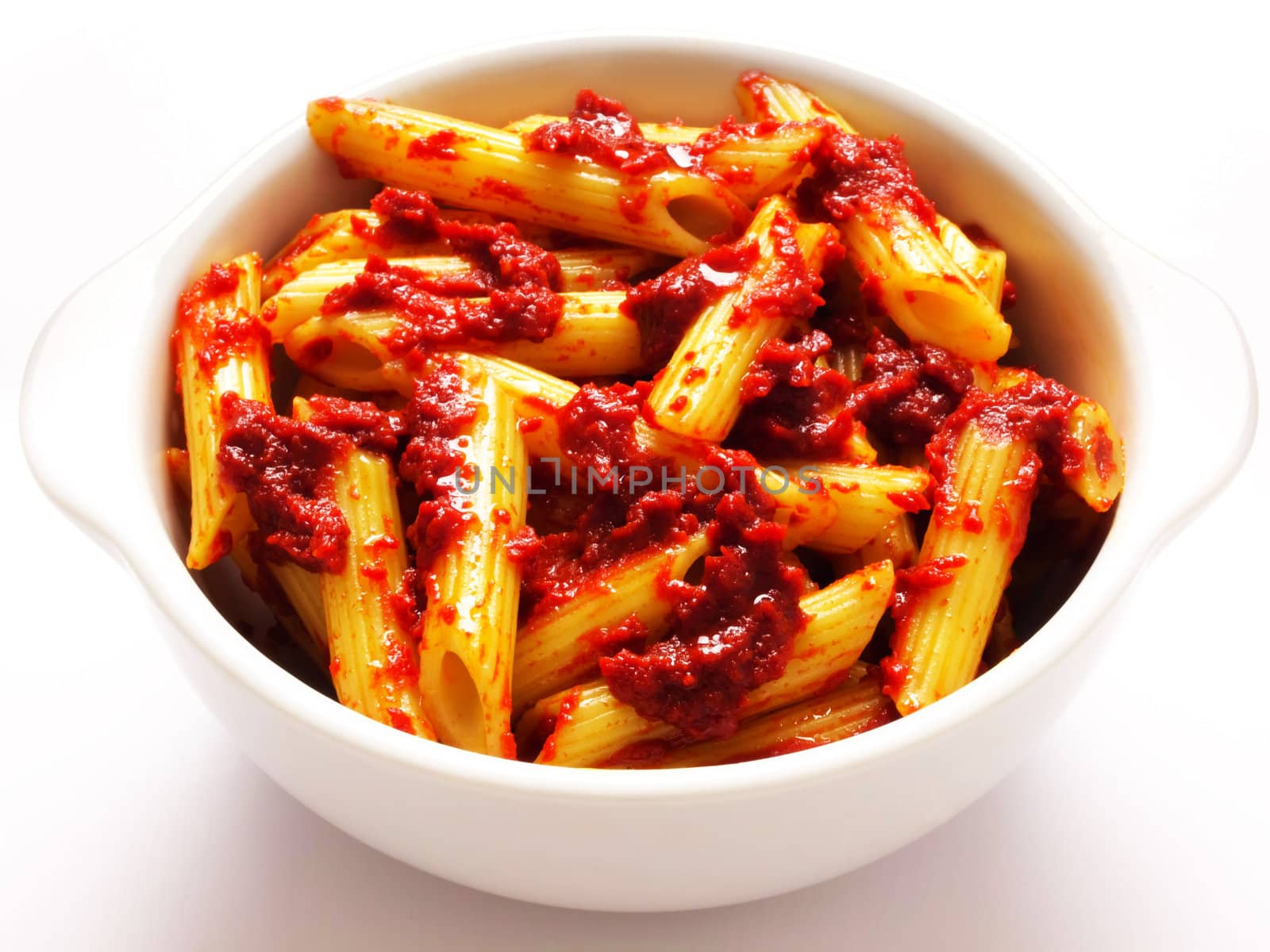 bowl of penne pasta in tomato sauce