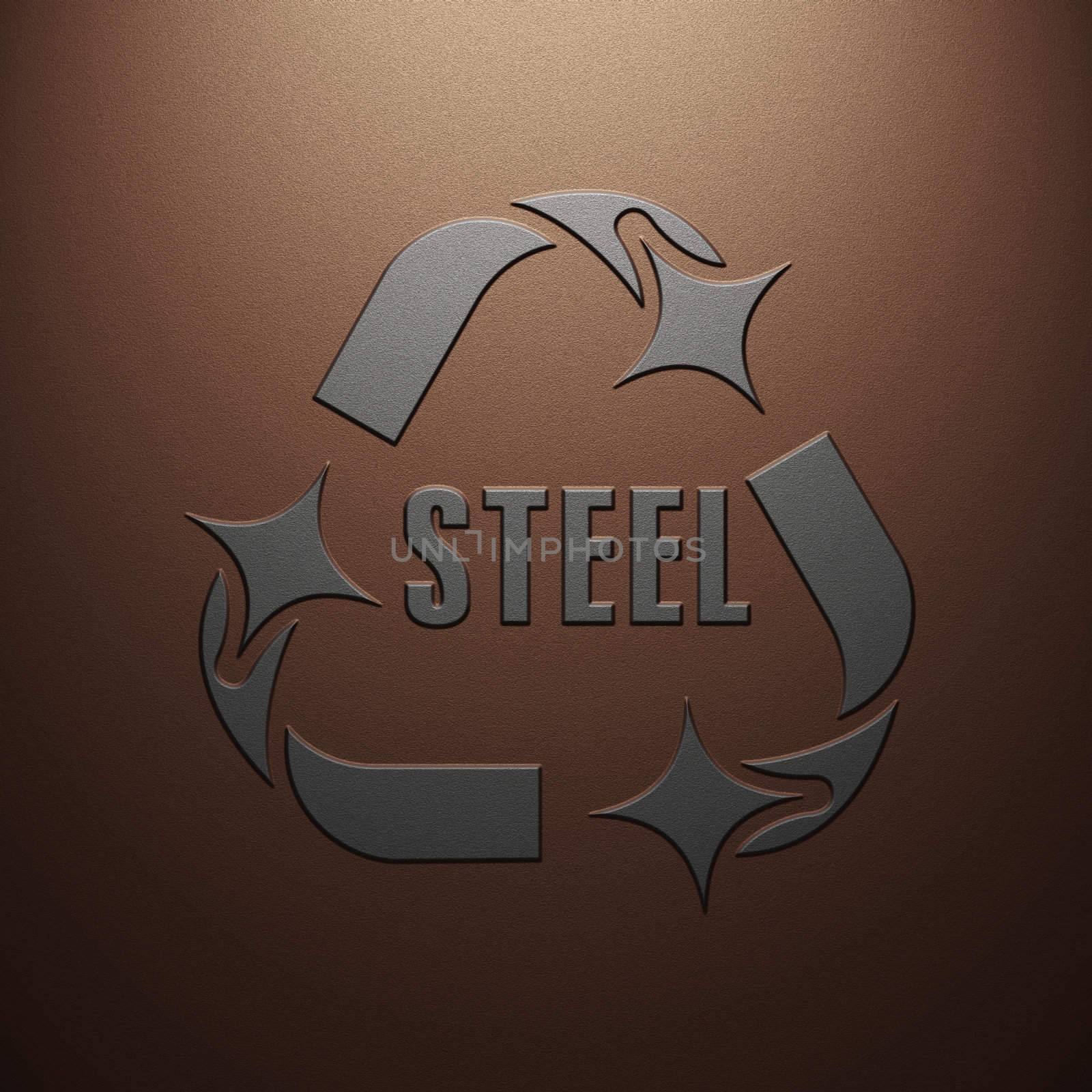 High resolution image symbol on a metal background. 3d illustration.