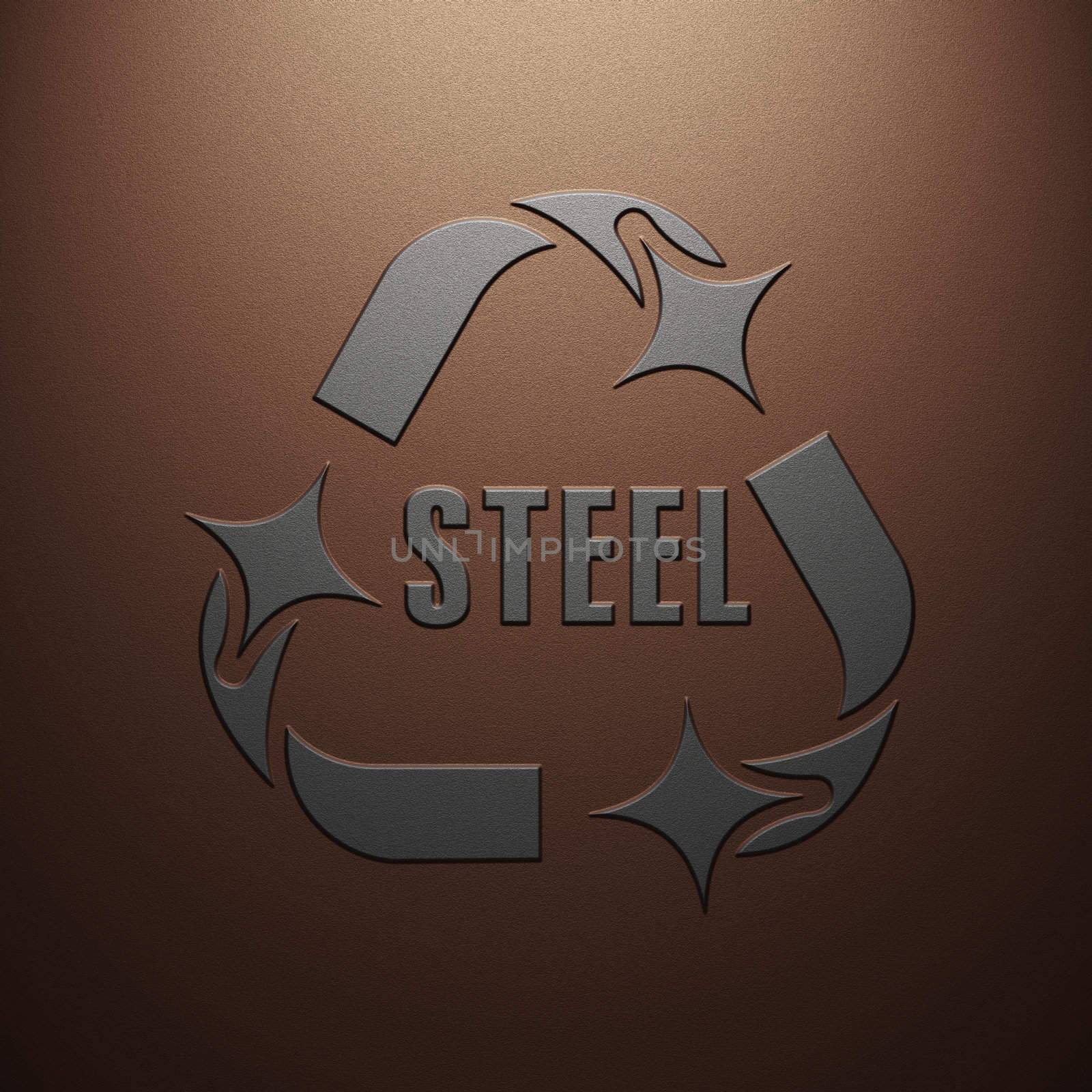 High resolution image symbol on a metal background. 3d illustration.