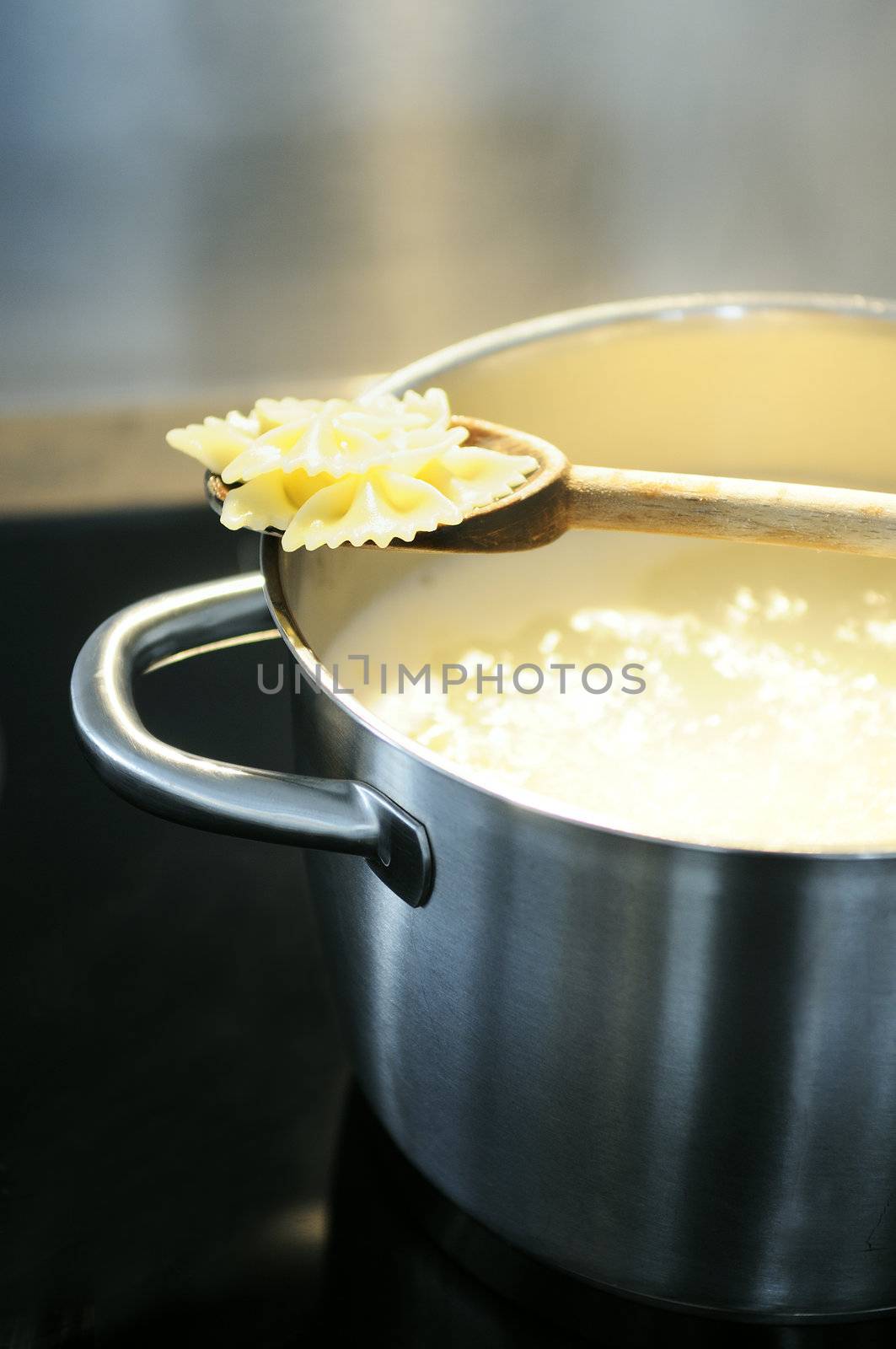 cooking tasted fresh fafalle italian pasta in the kitchen