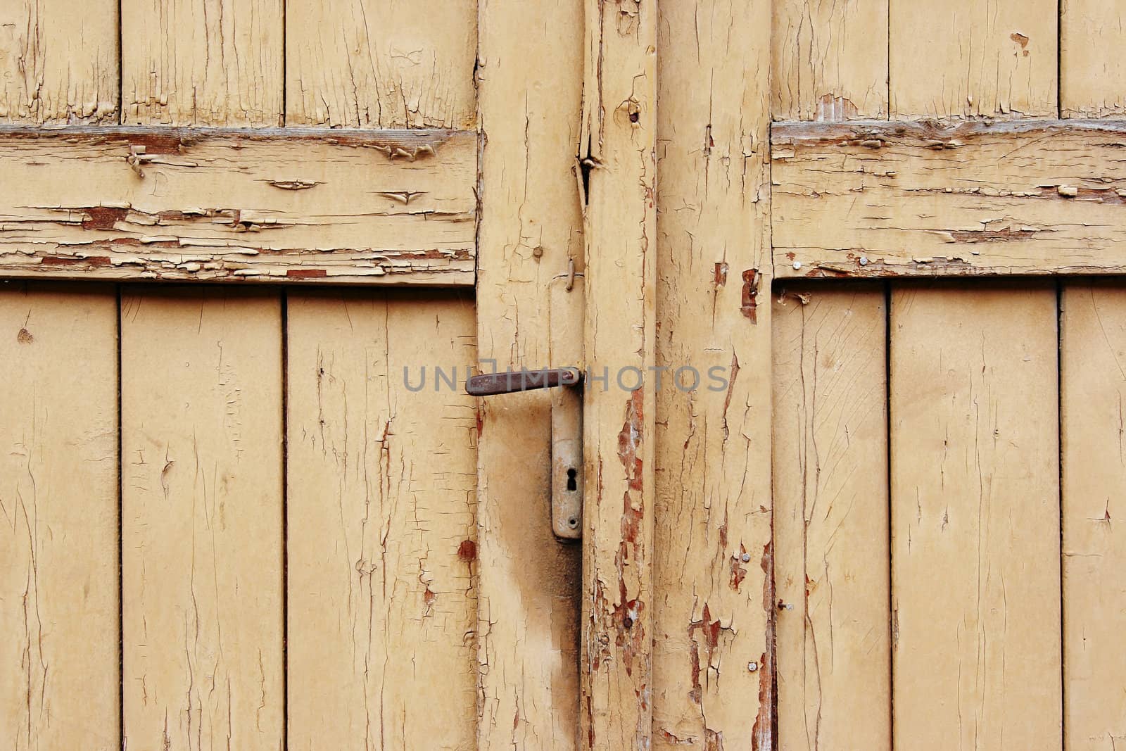 Detail of the closed and locked old door