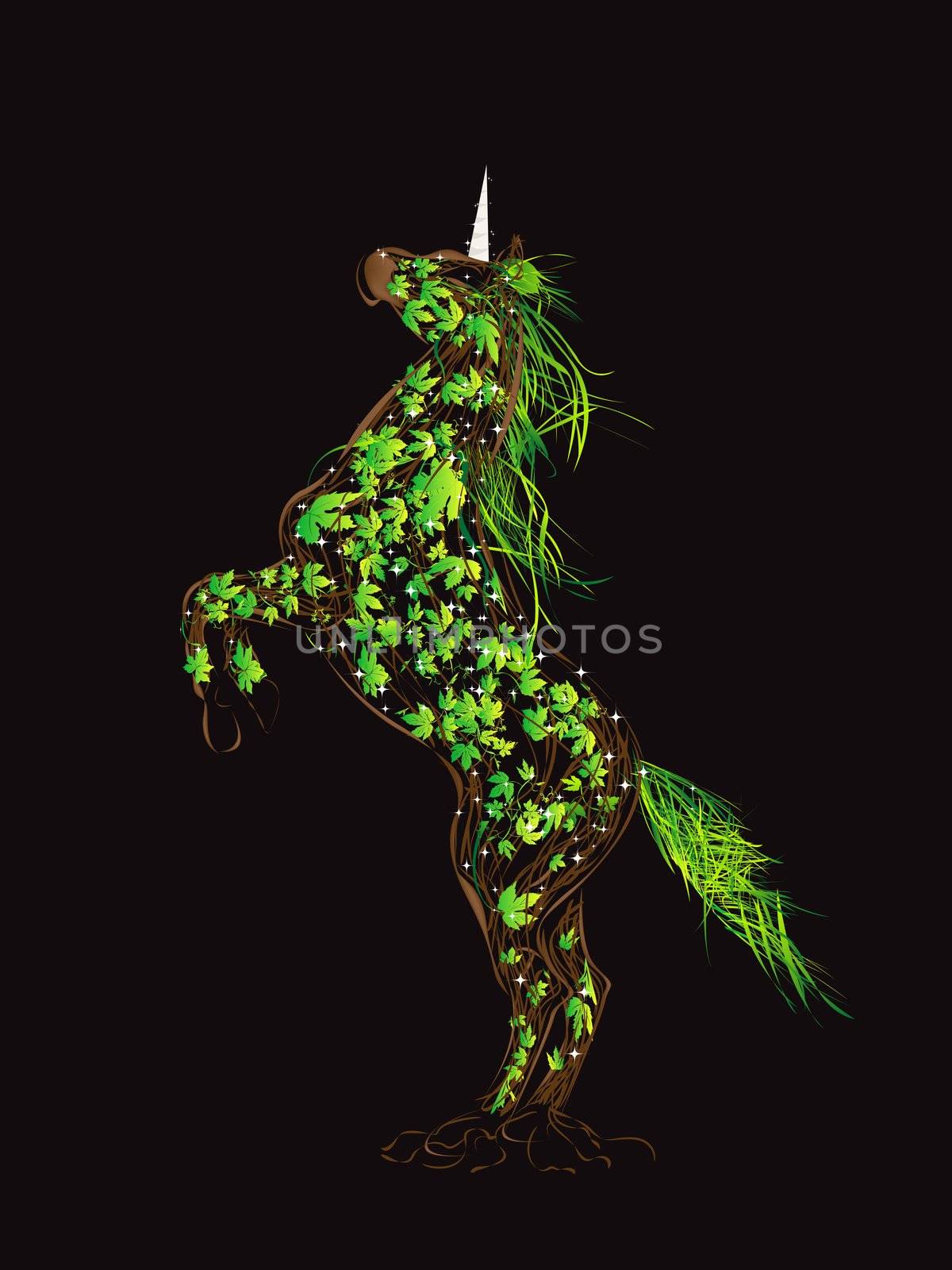 A magical forest unicorn, fantasy art illustration