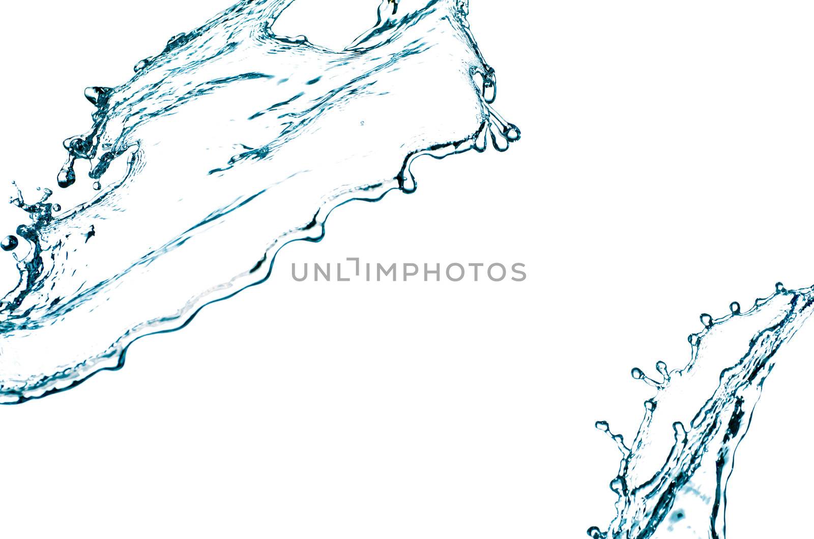 Blue color water splash on white background.
