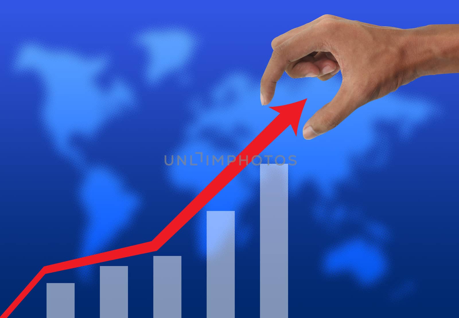 Hand holding and business graph