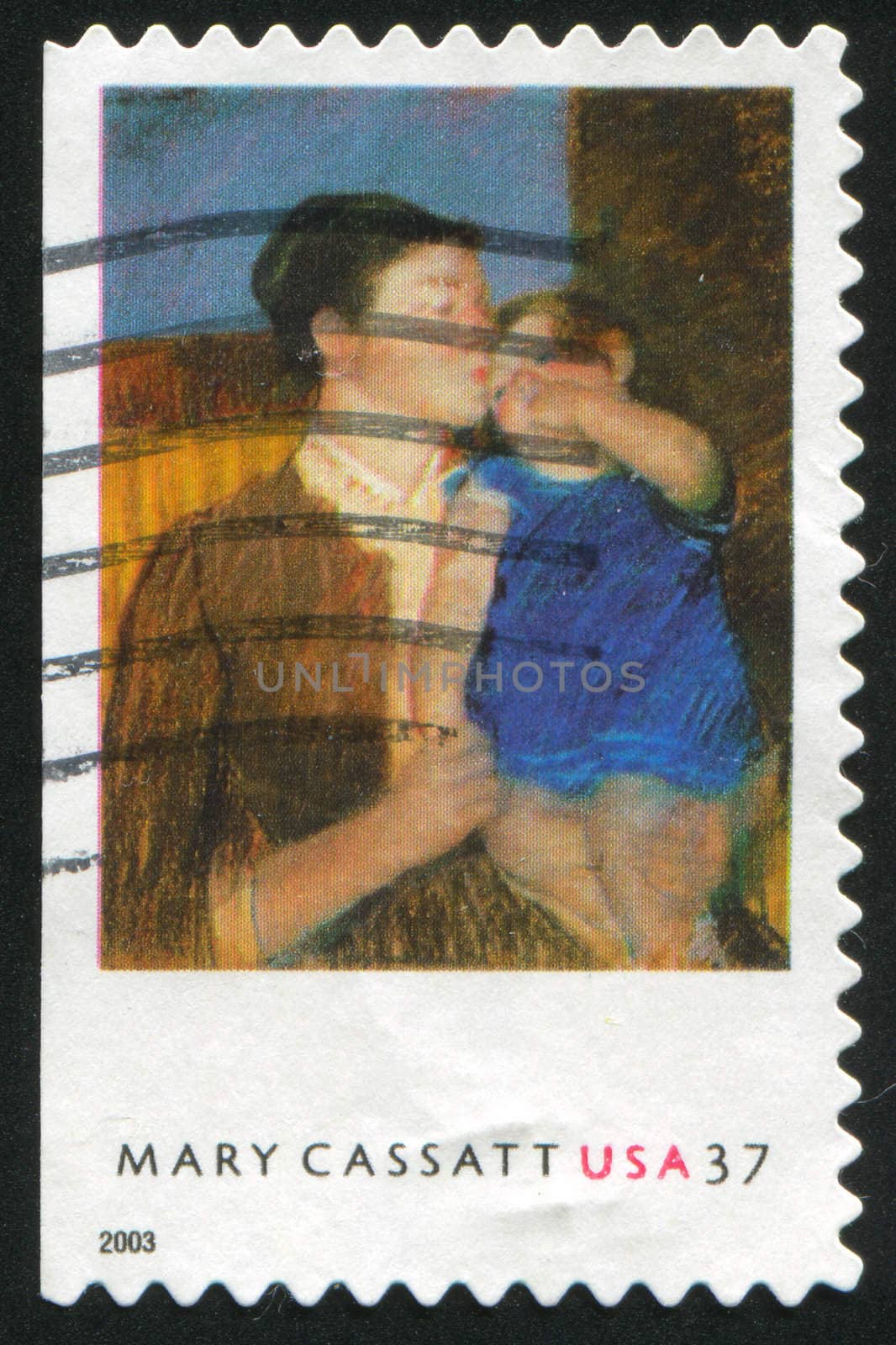 UNITED STATES - CIRCA 2003 : stamp printed by United States of America, shows picture " Mother and the child" by Mary Cassatt, circa 2003