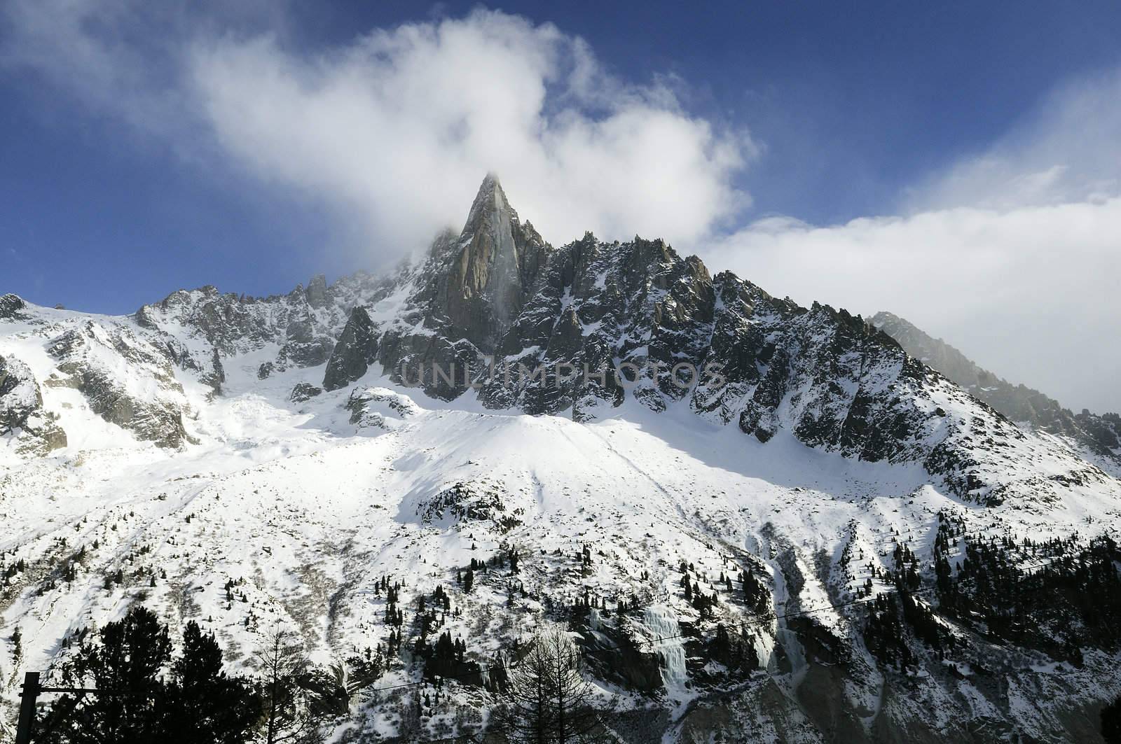 Dru pick, famous alps mountain near Chamonix, France