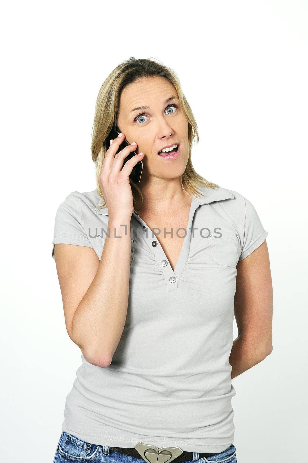 beautiful and pretty woman is calling on a cellphone