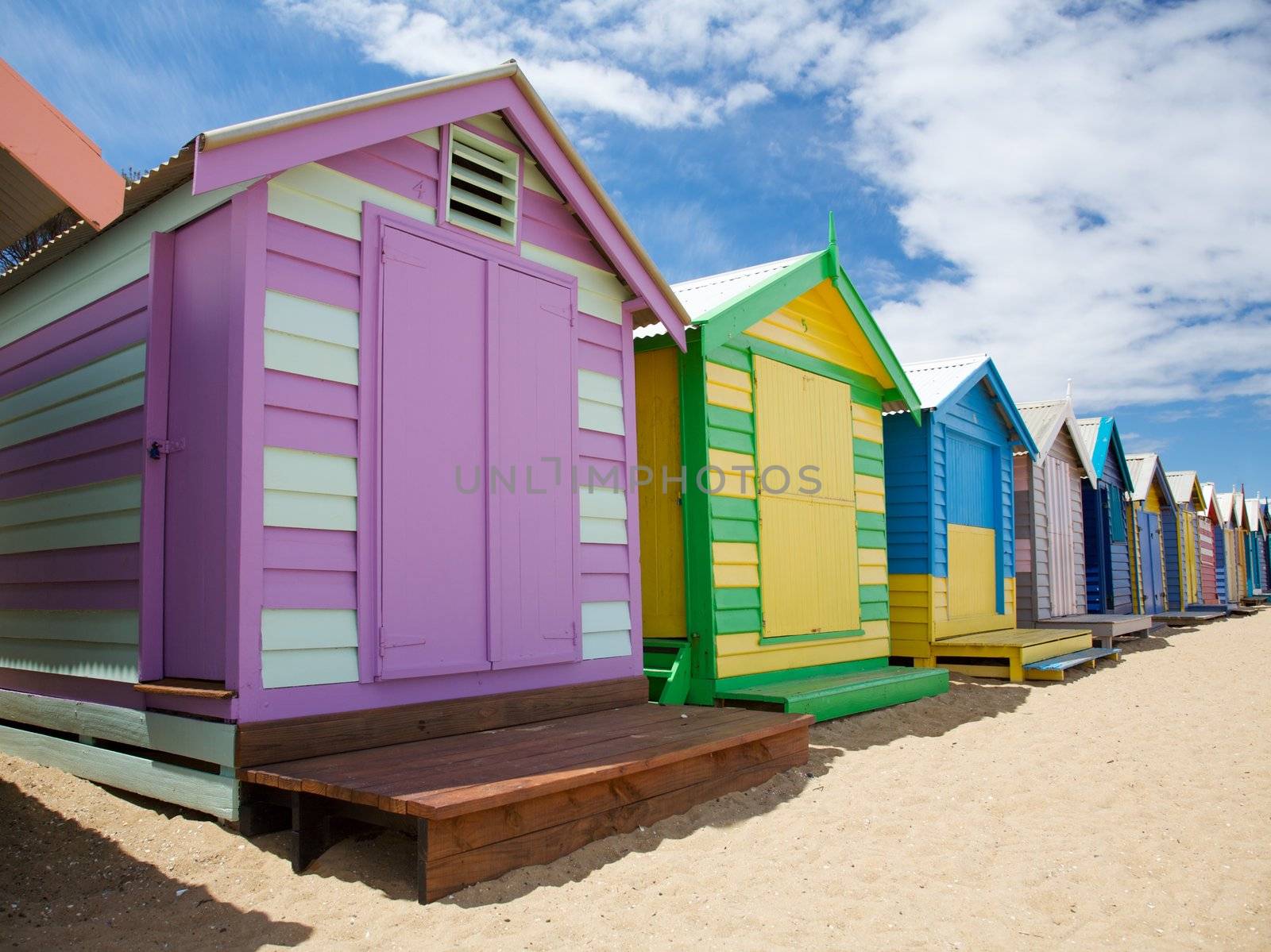 Colorful beach huts at Brighton Beach near Melbourne, Australia
