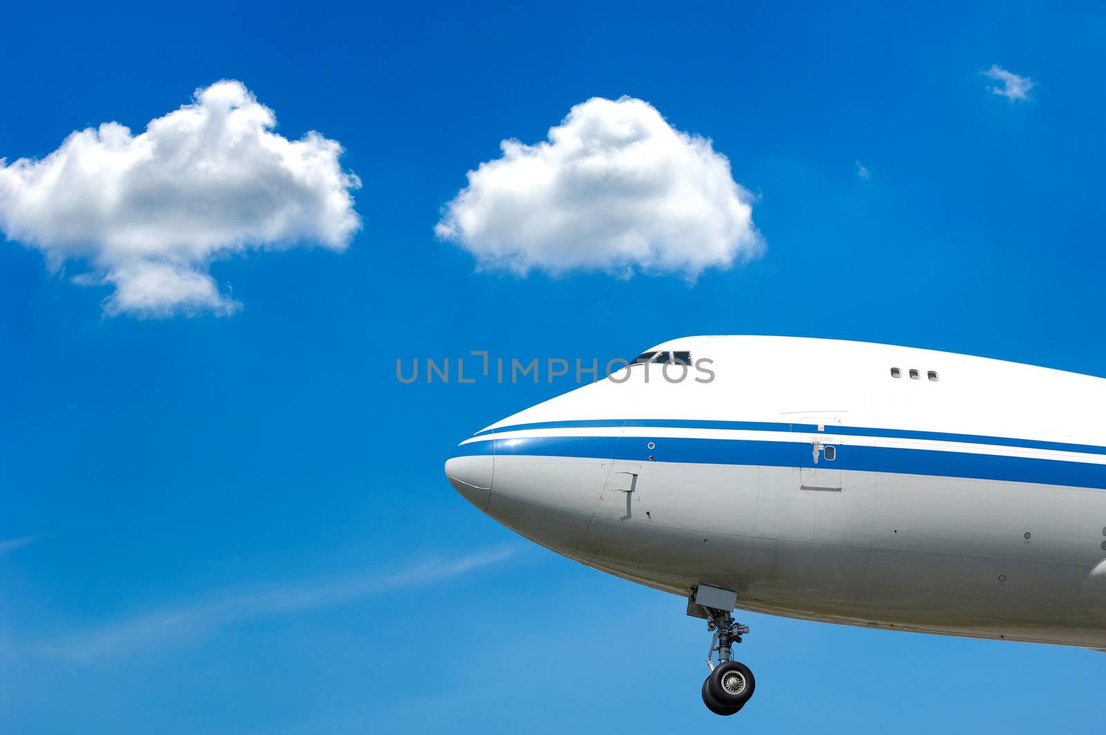 Jumbo takeoff in airport.