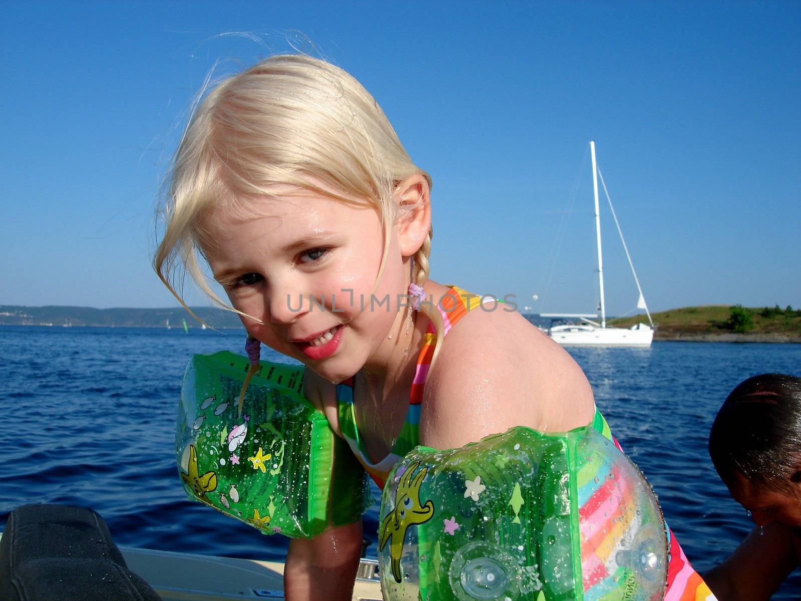 happy girl on the ship. Please note: No negative use allowed.