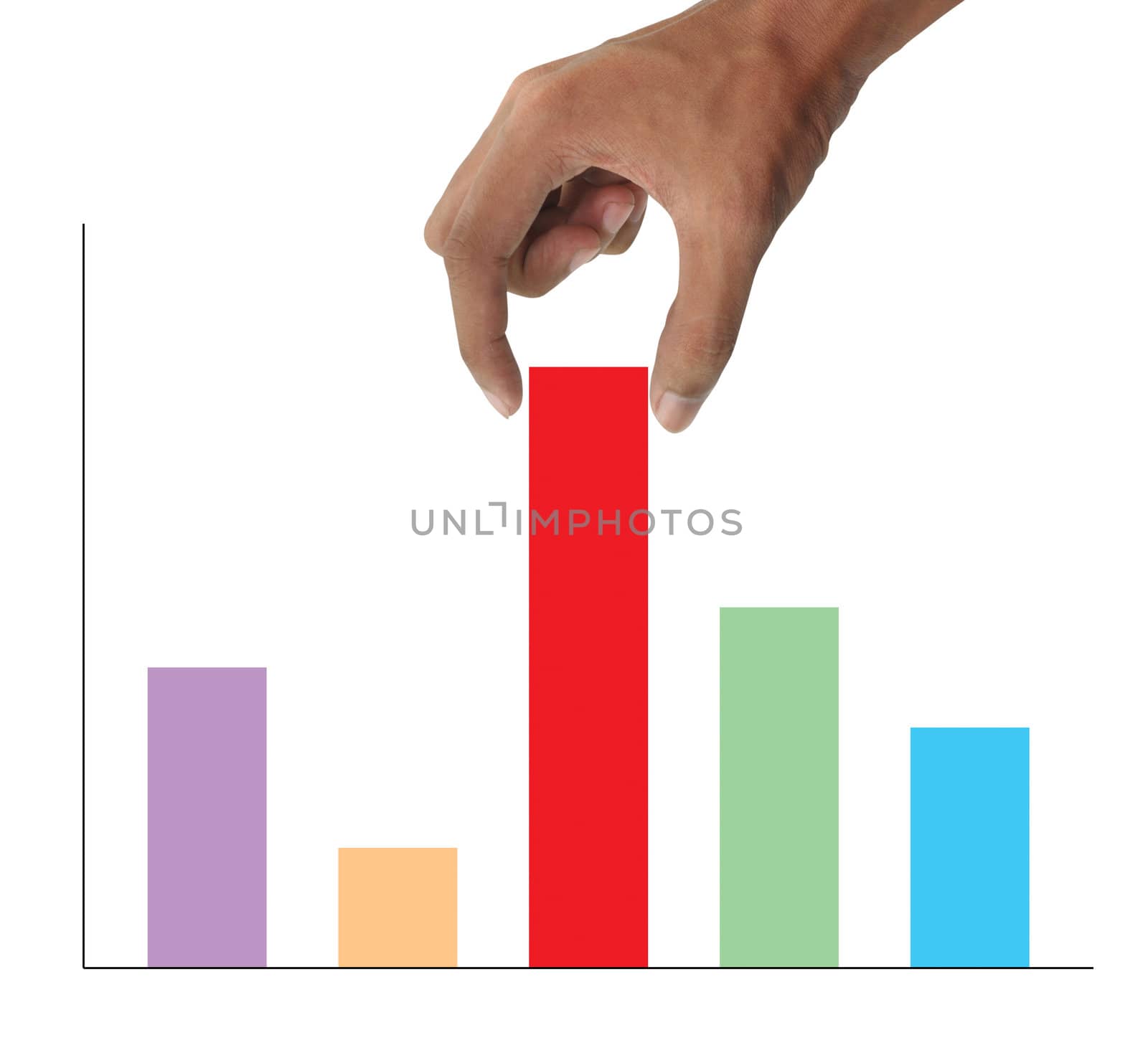 Hand holding and business graph