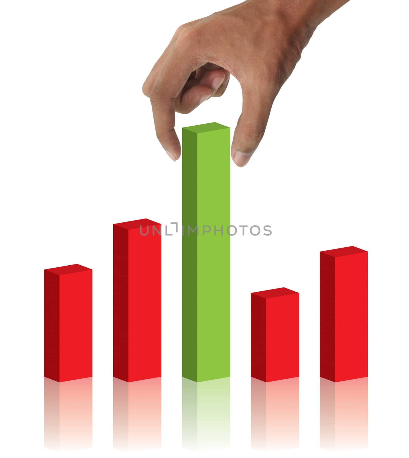 Hand holding and business graph