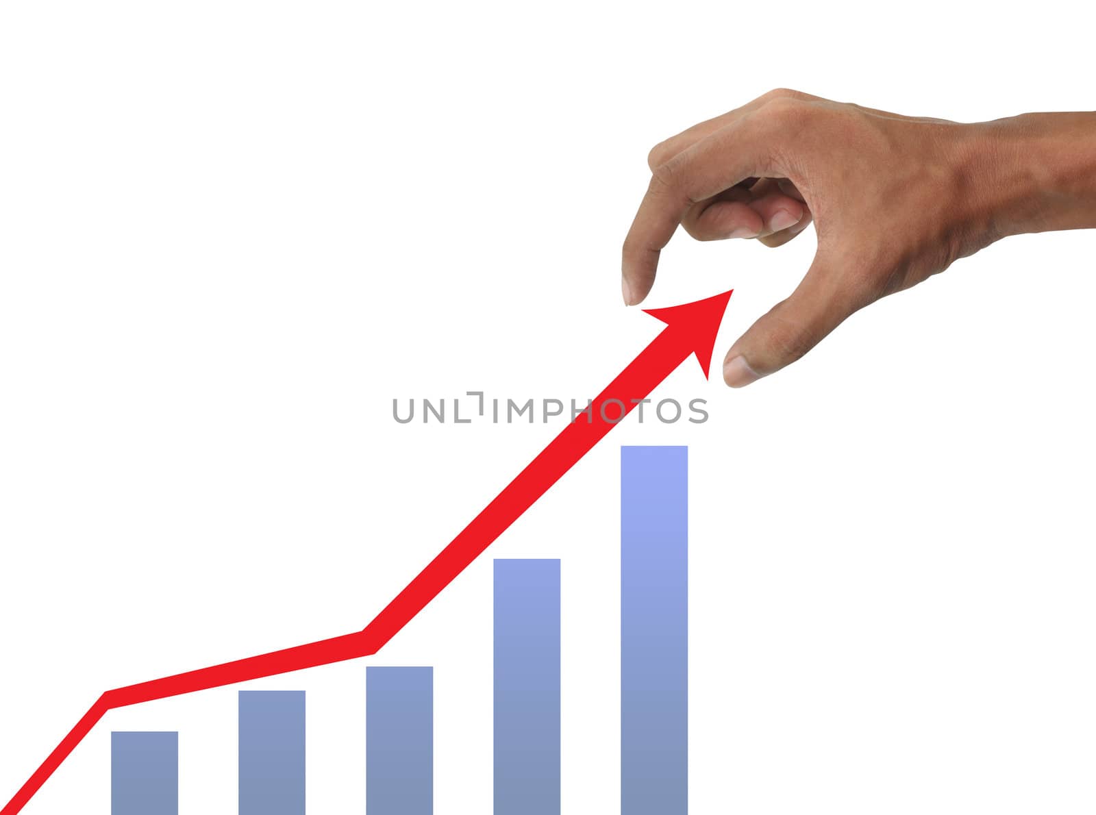 Hand holding and business graph