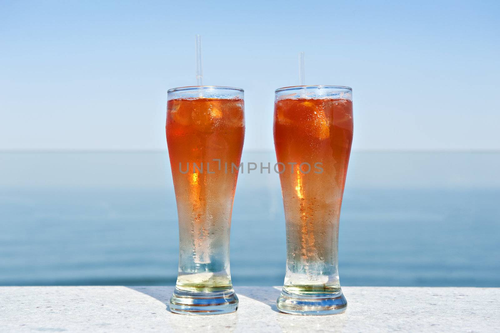 Cocktail drinks while looking out over the ocean