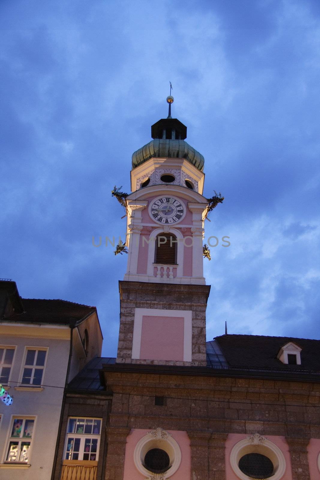 Innsbruck buildings  at  evening, Austria