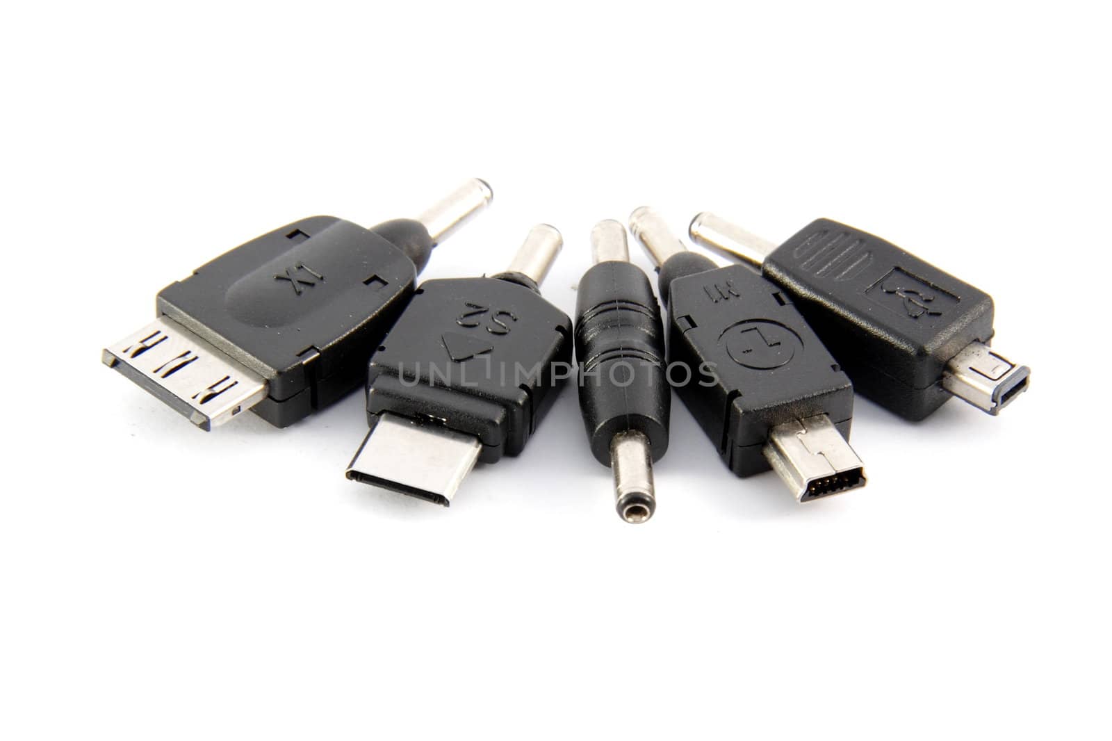 Adapters for cell phones, isolated on white