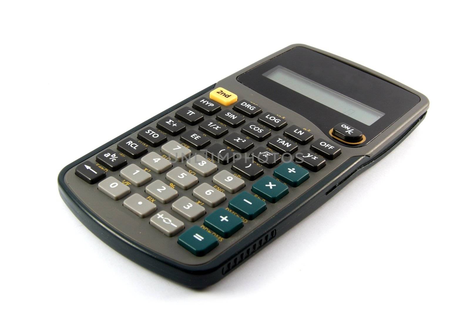 Scientific calculator on white background 