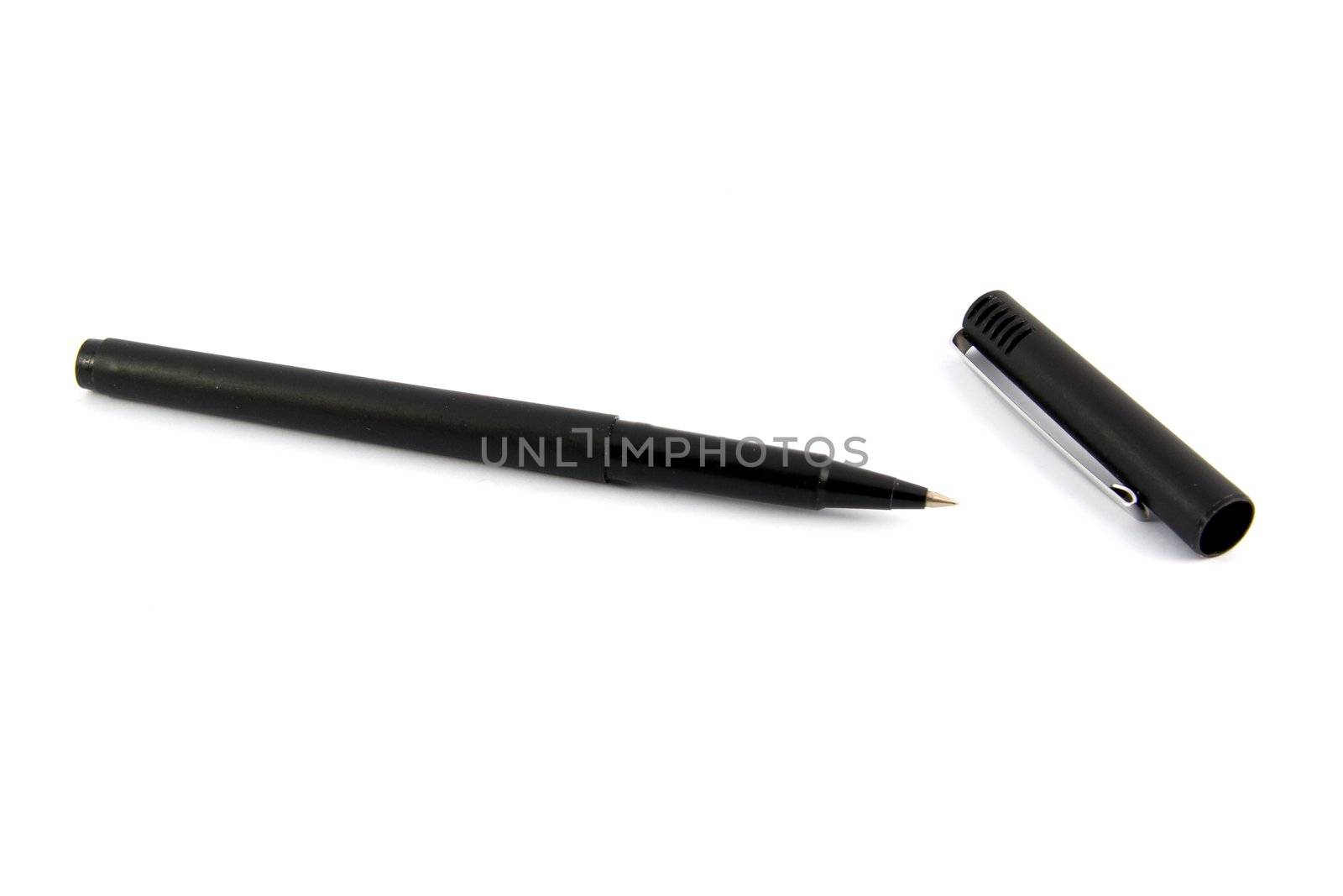 Black pen on white background 