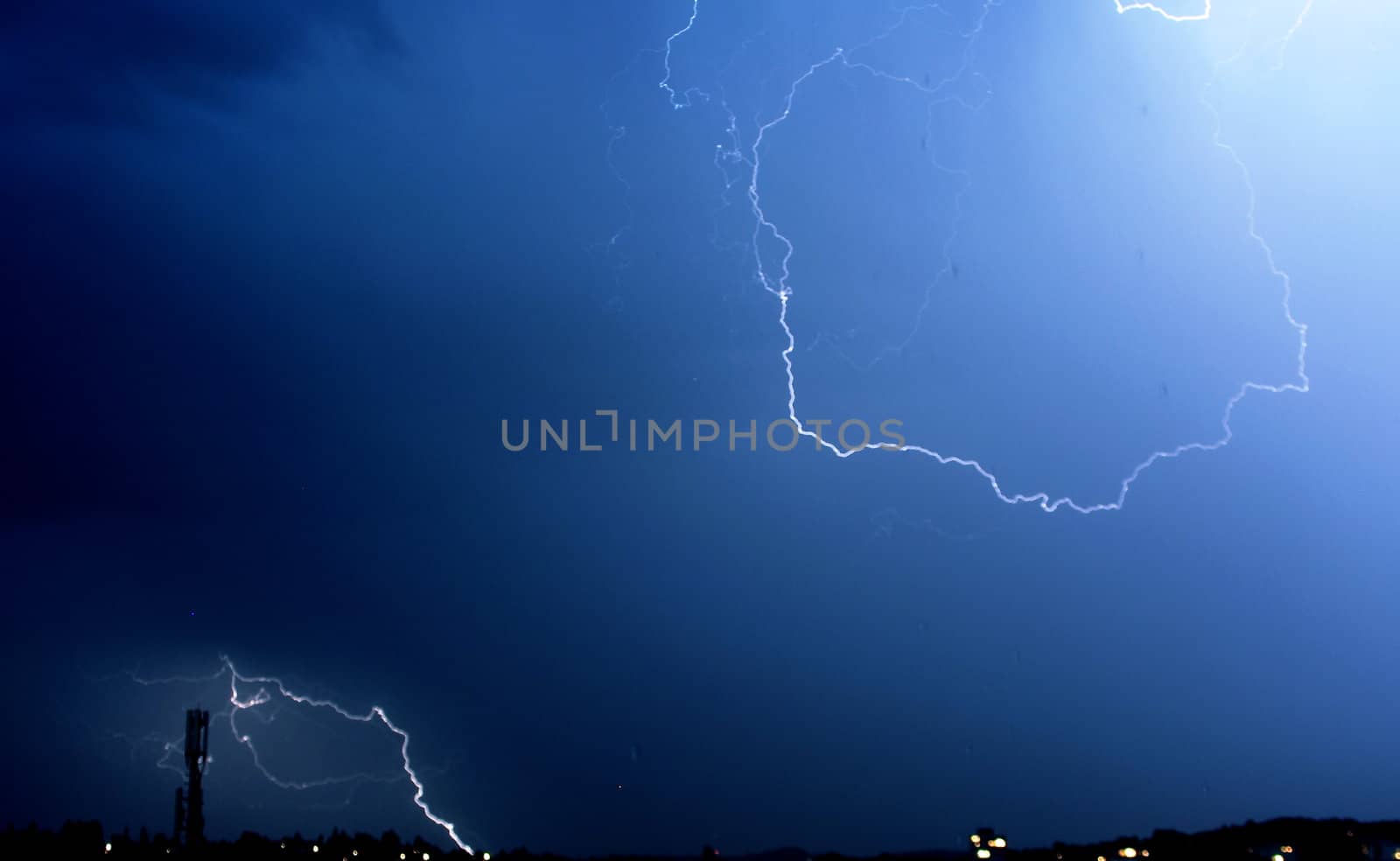 Dark stormy sky with a lightning 