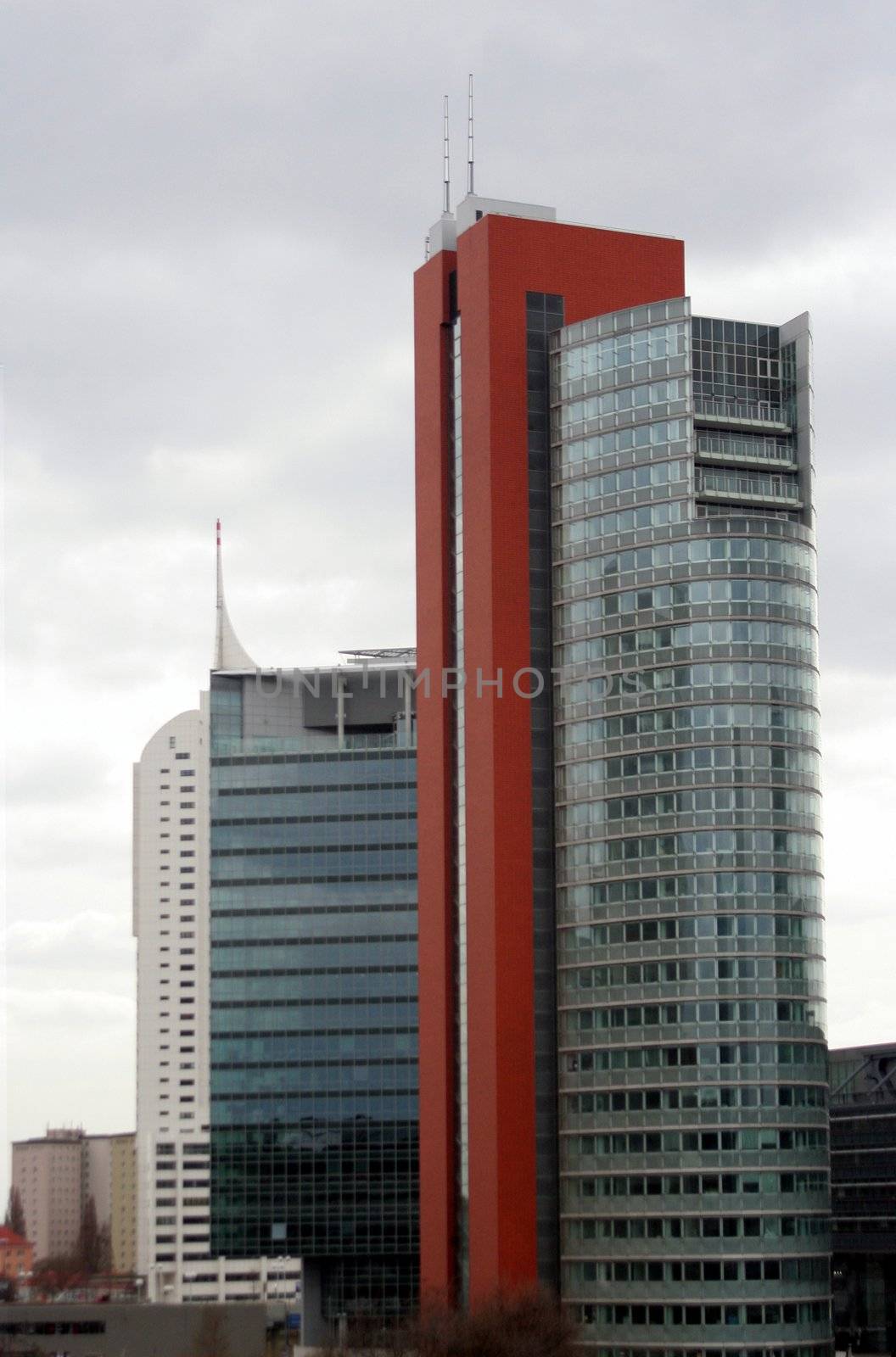 City building, modern architecture elements, Vienna