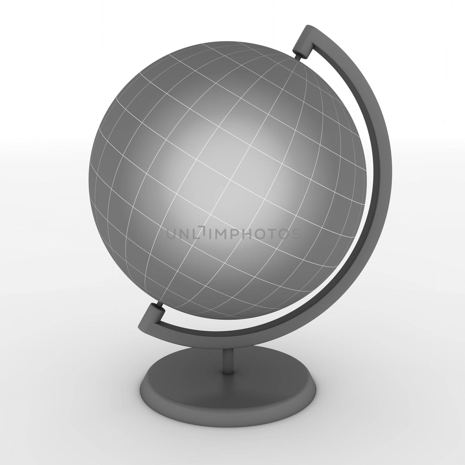 Grey School Globe with Meridians and Parallels by PixBox